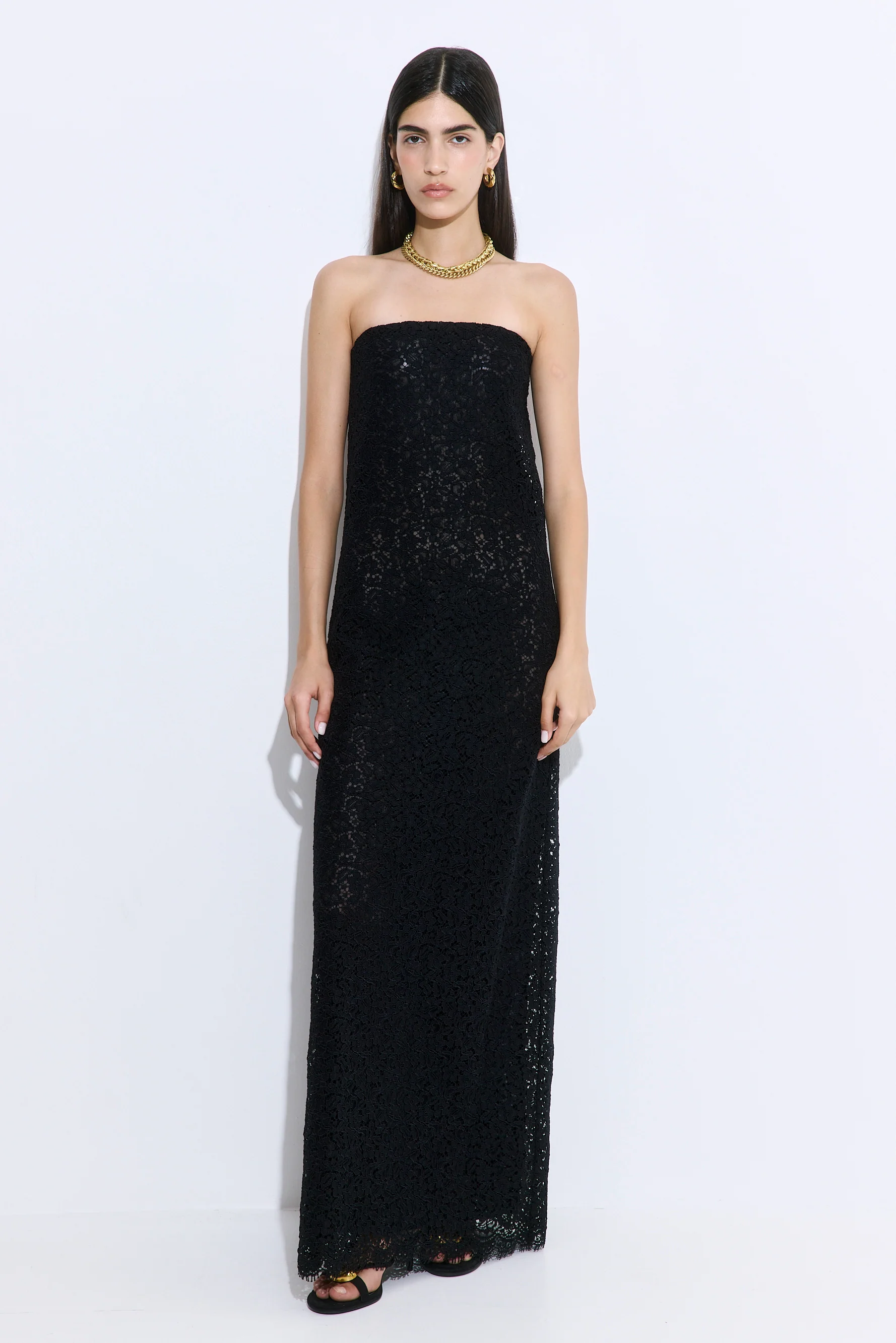 Strapless Lace Maxi Dress
