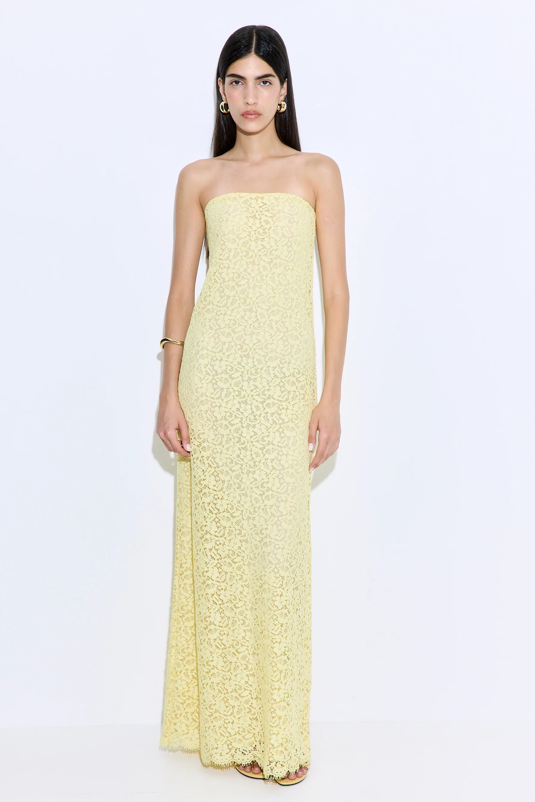 Strapless Lace Maxi Dress