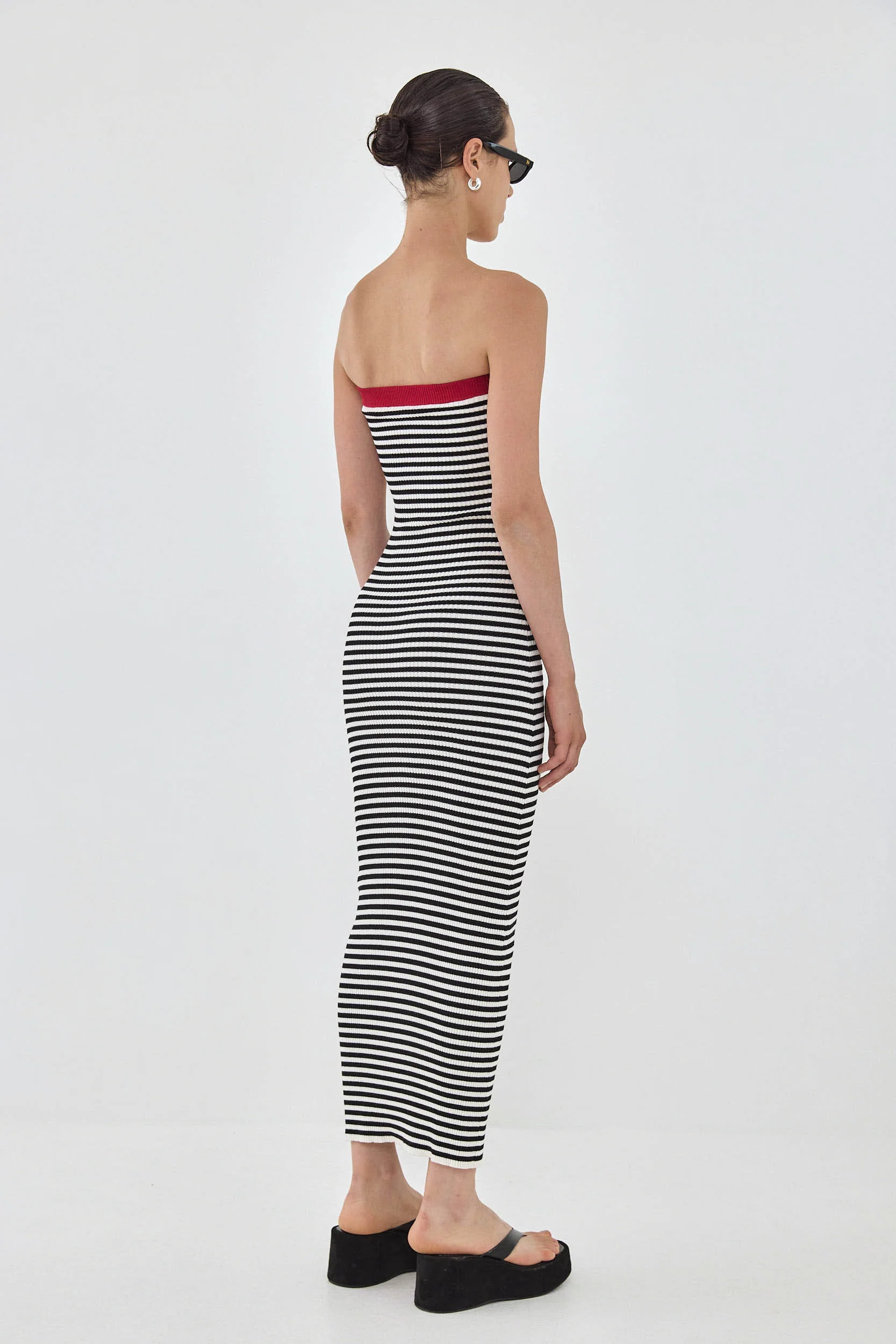 Strapless Maxi Striped Ribbed Dress - Image 5