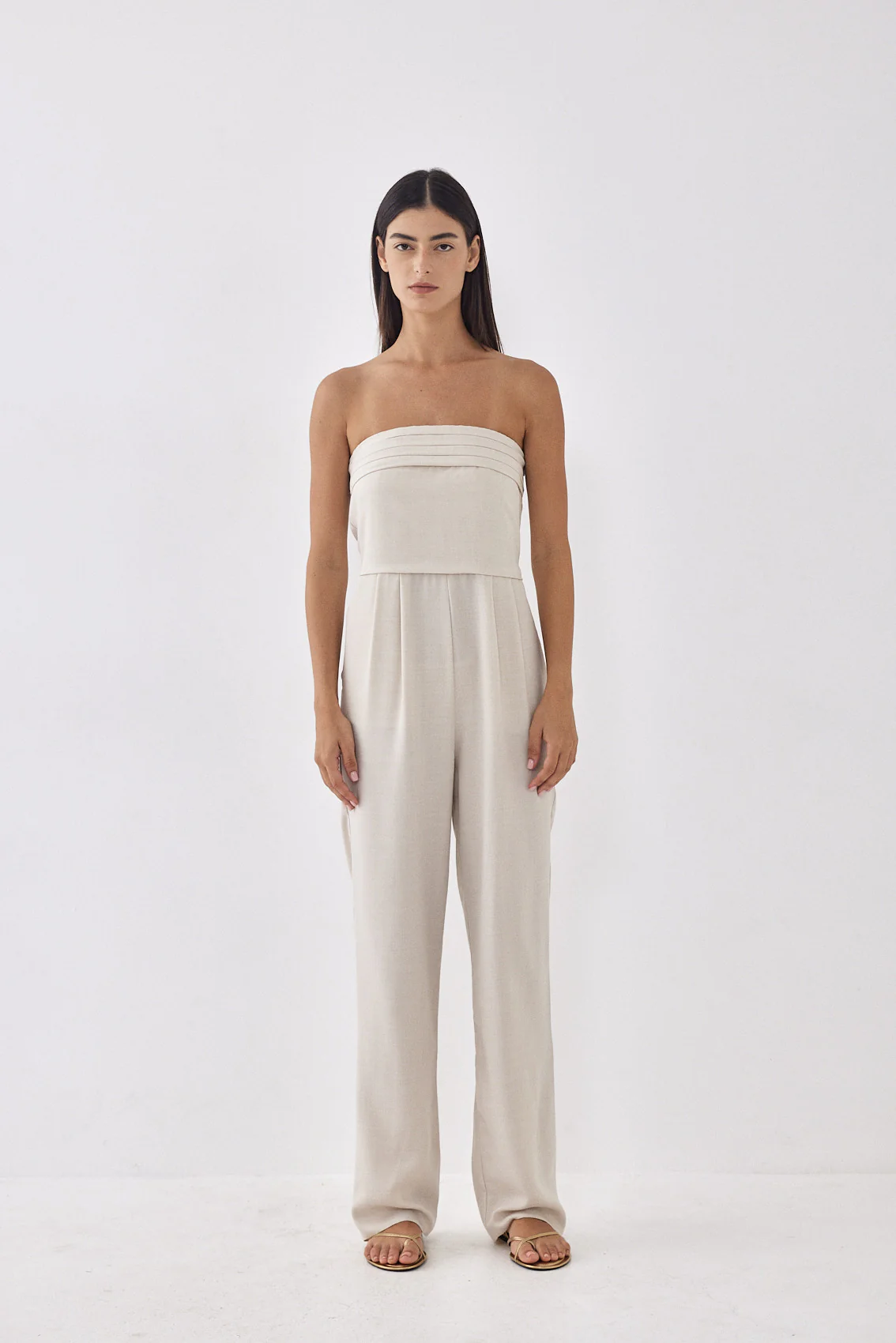 Strapless Pleat Detail Jumpsuit