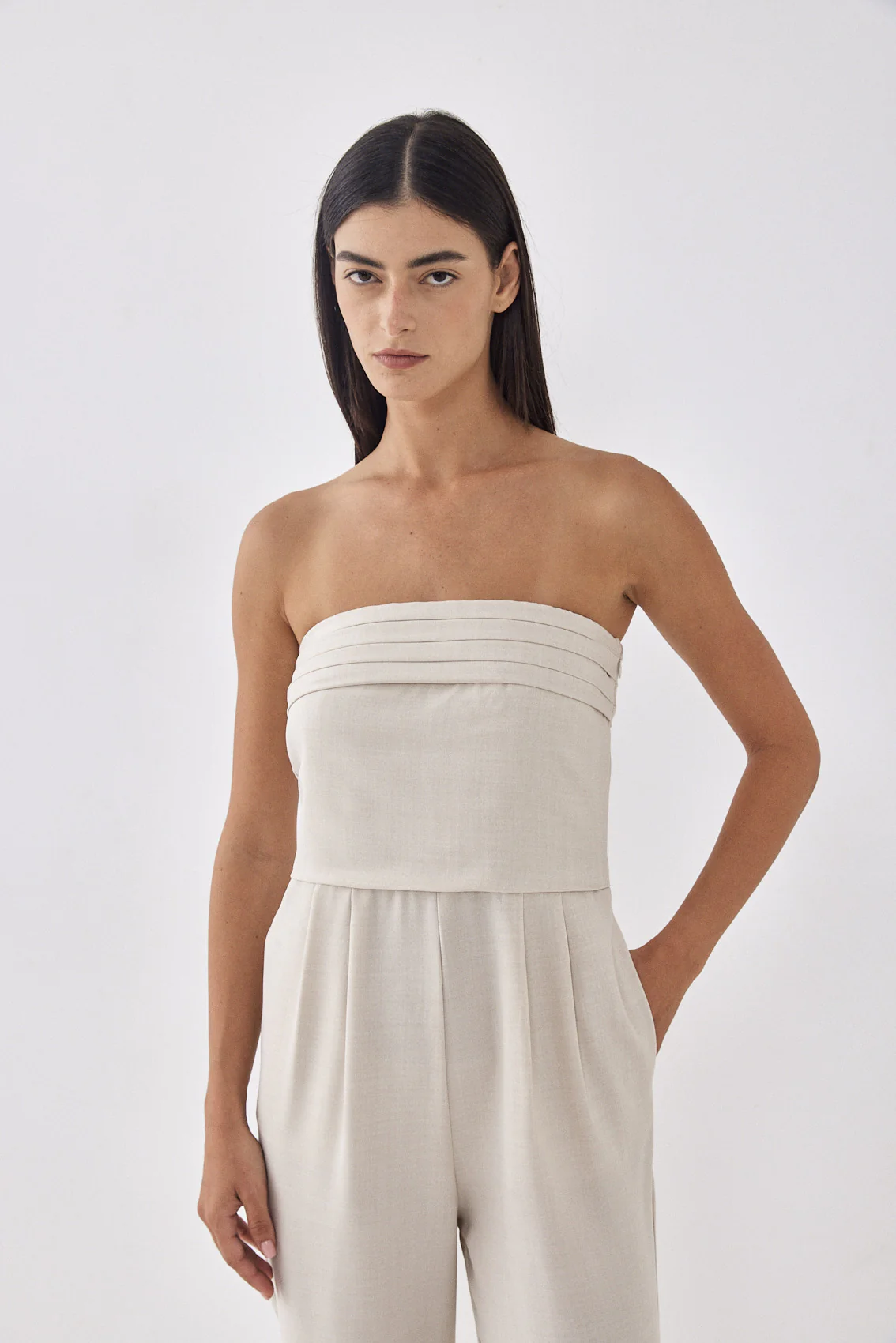 Strapless Pleat Detail Jumpsuit - Image 2