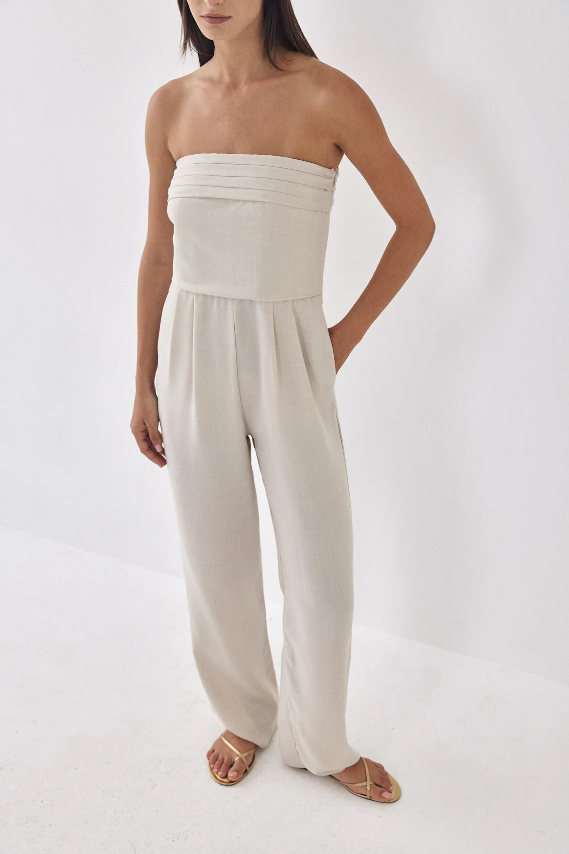 Strapless Pleat Detail Jumpsuit - Image 3