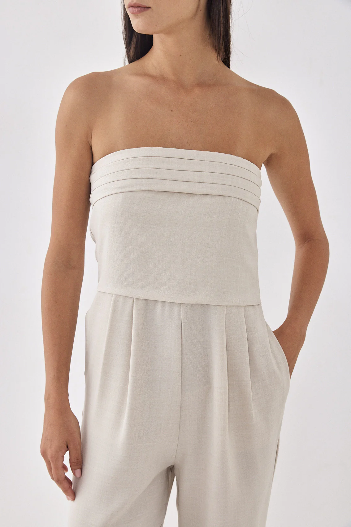 Strapless Pleat Detail Jumpsuit - Image 6