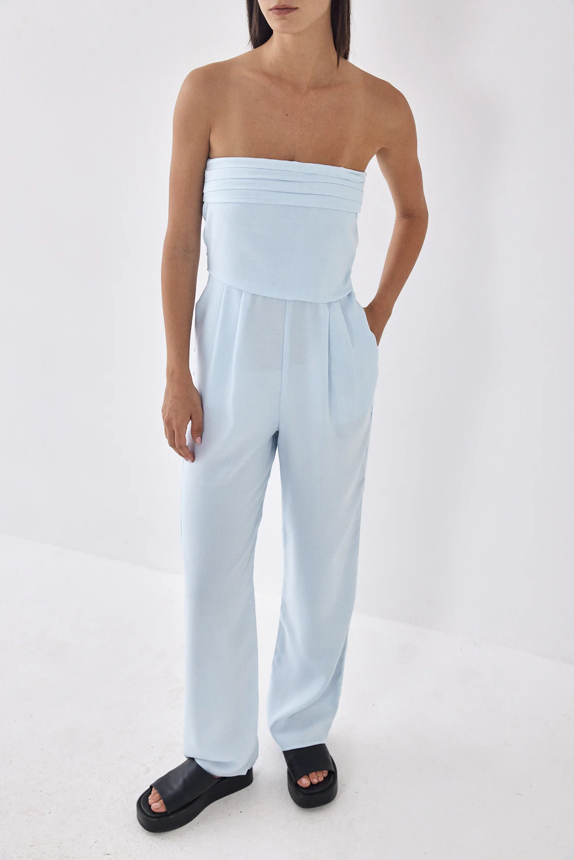 Strapless Pleat Detail Jumpsuit - Image 3