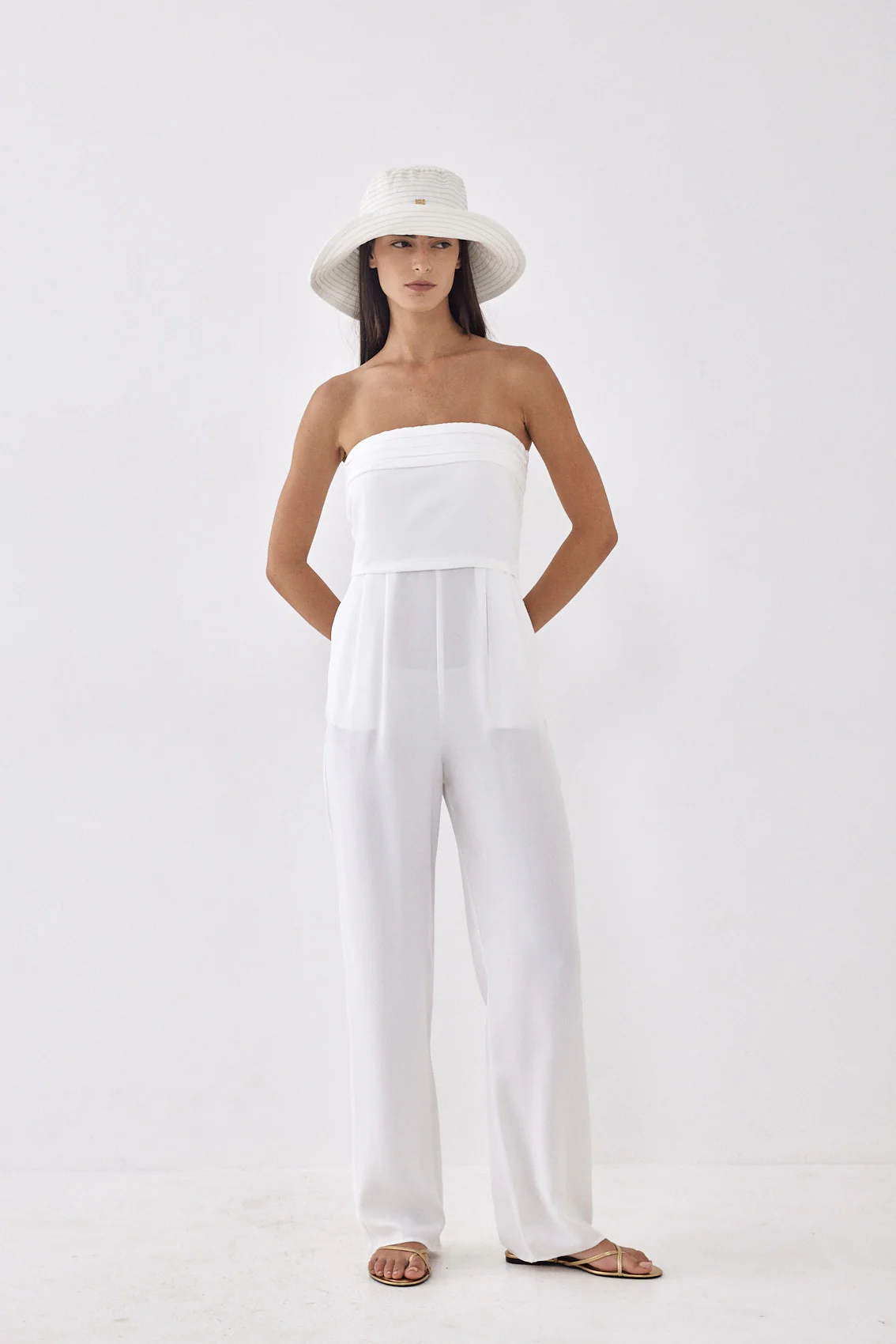 Strapless Pleat Detail Jumpsuit