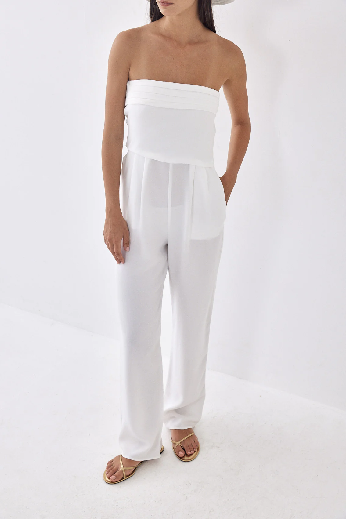Strapless Pleat Detail Jumpsuit - Image 3