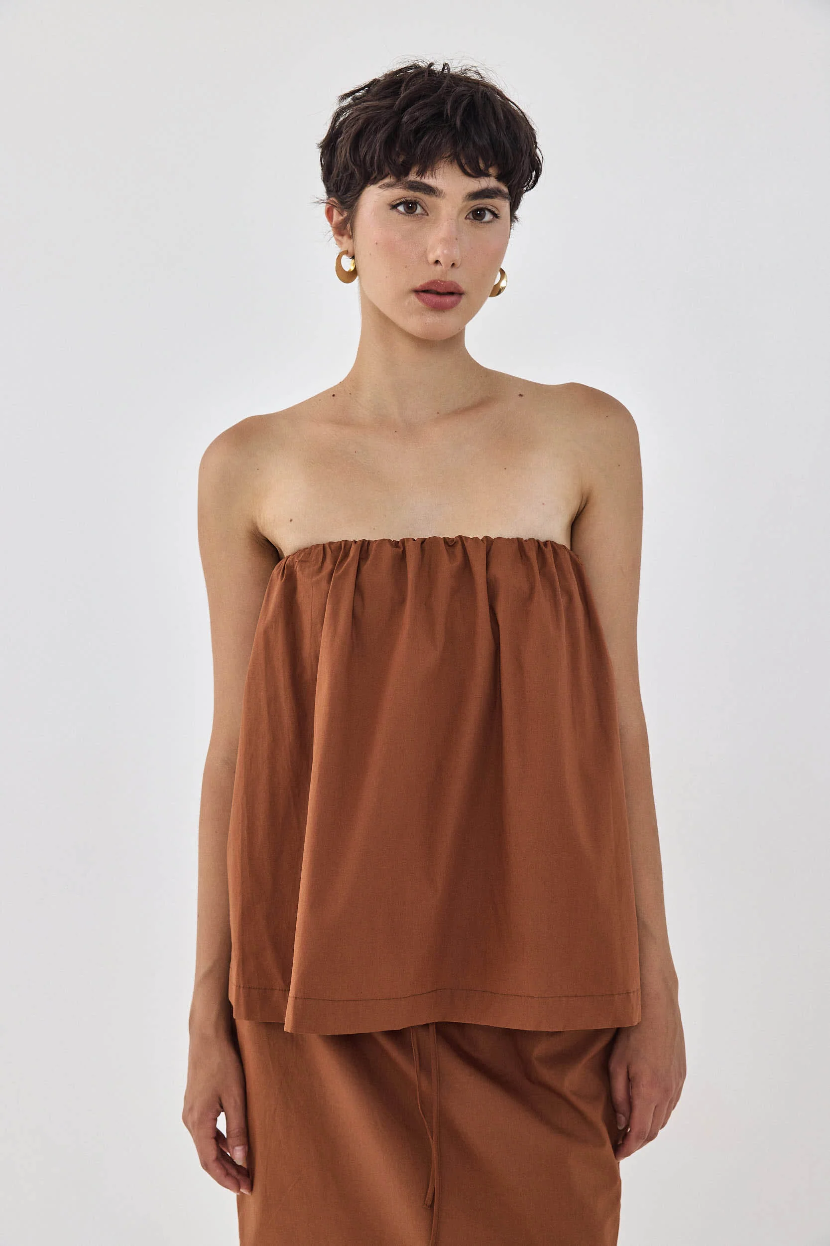 Strapless Poplin Top