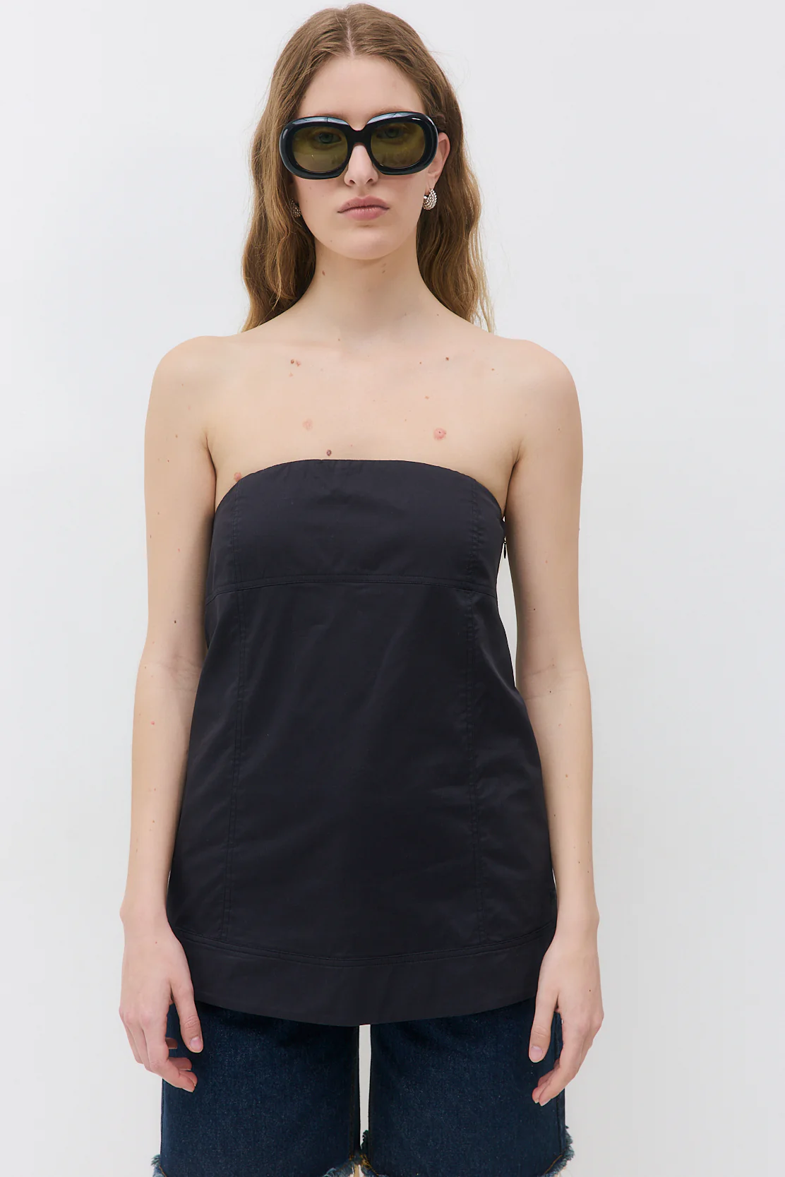 Strapless Poplin Top