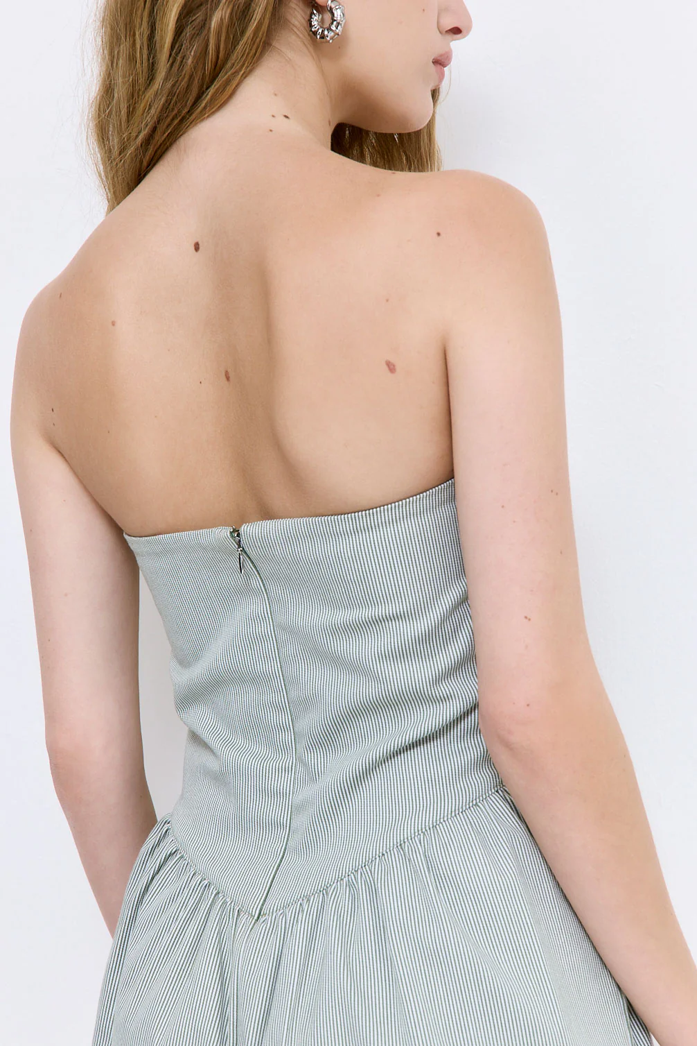 Striped Drill Strapless Jumpsuit - Image 6