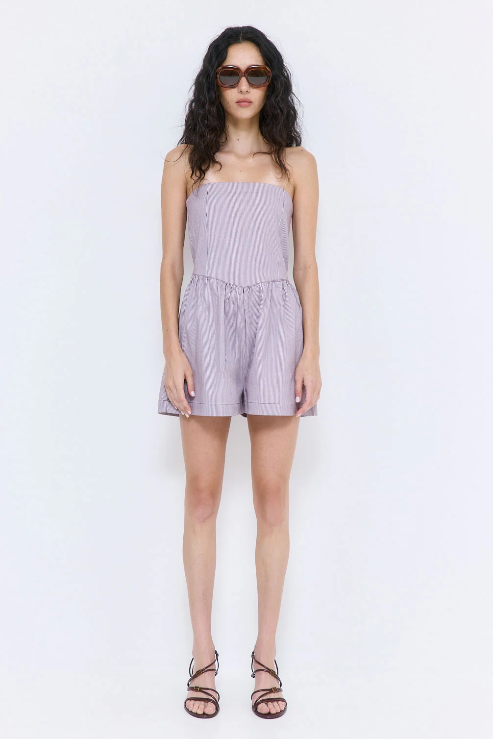 Striped Drill Strapless Jumpsuit - Image 2