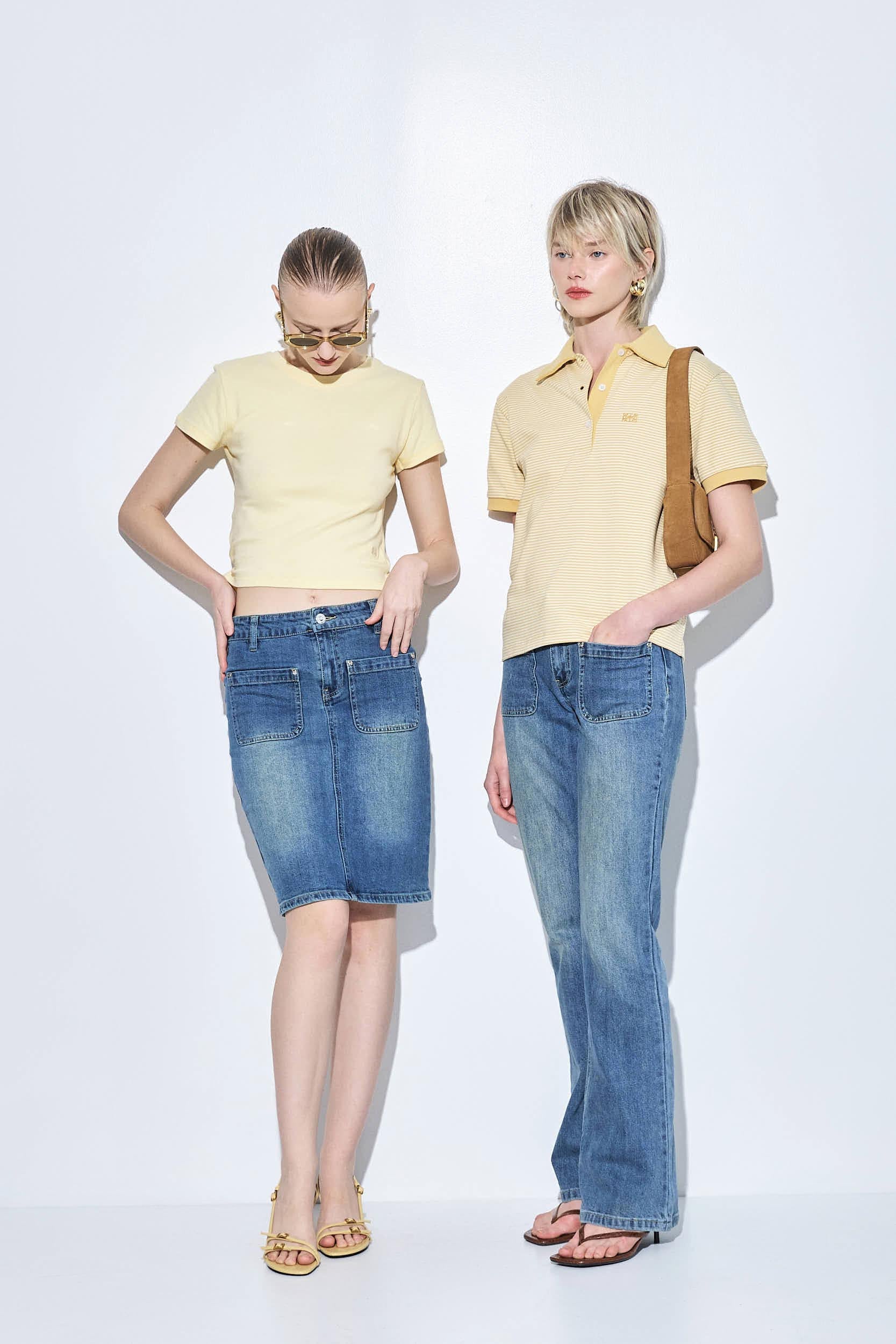 Stretchy Midi Denim Skirt - Image 7