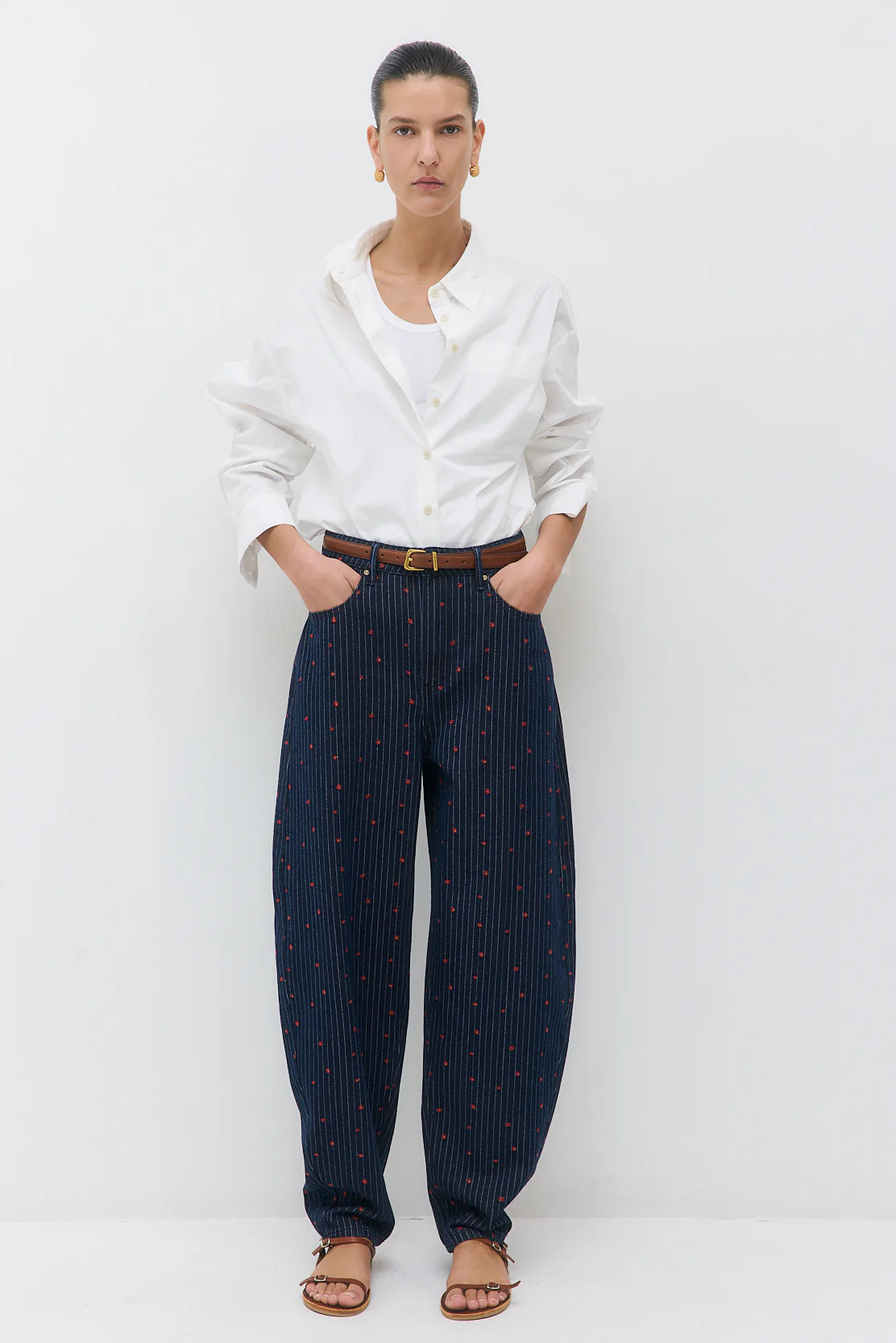 Striped Drill Barrel Pants