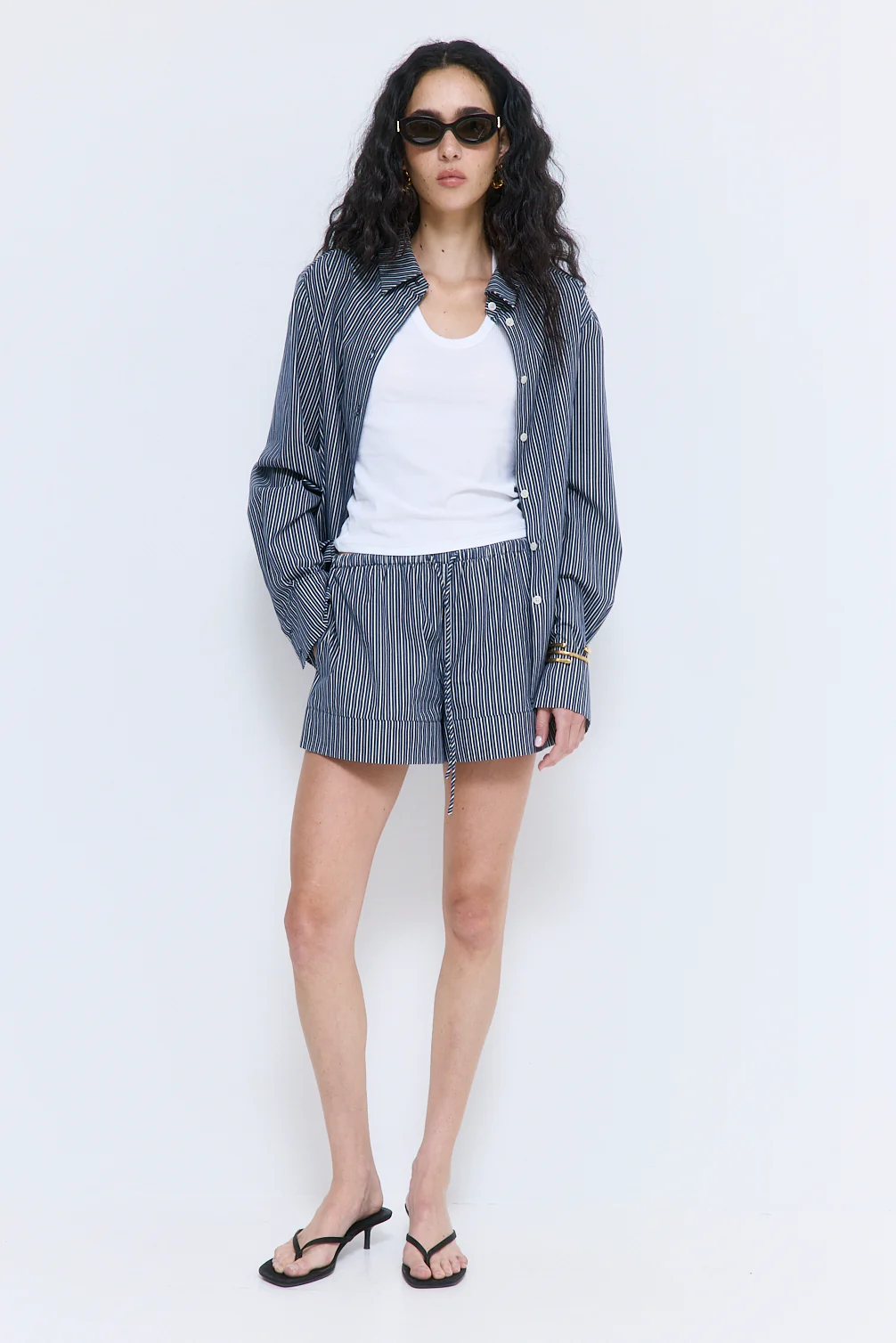 Striped Poplin Shorts
