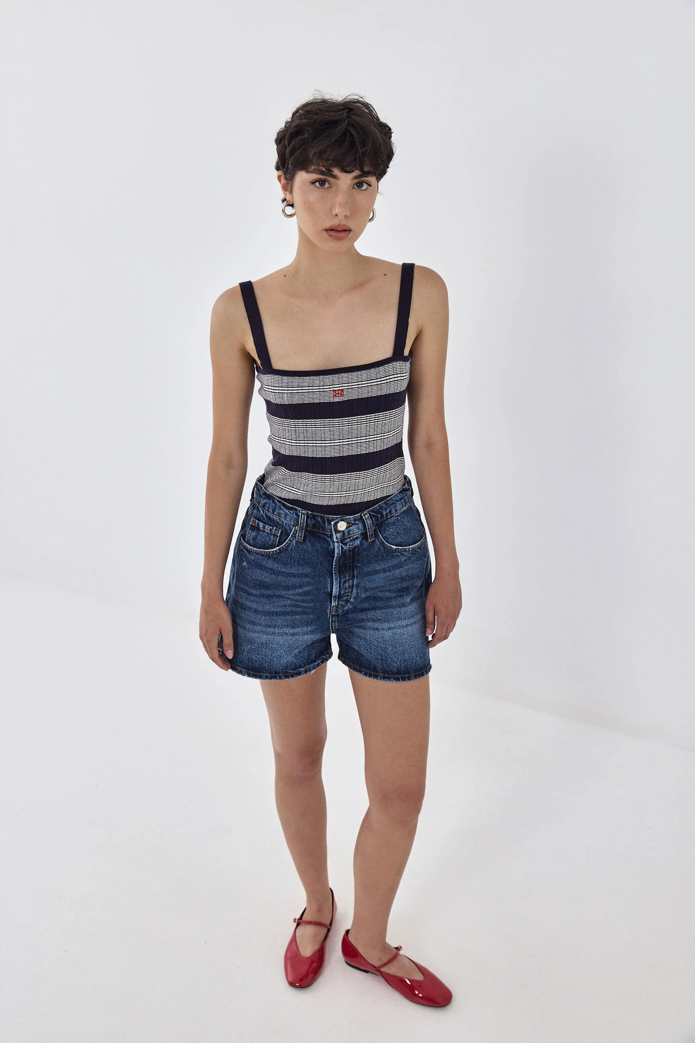 Striped Ribbed Cami Tank Top - Image 3
