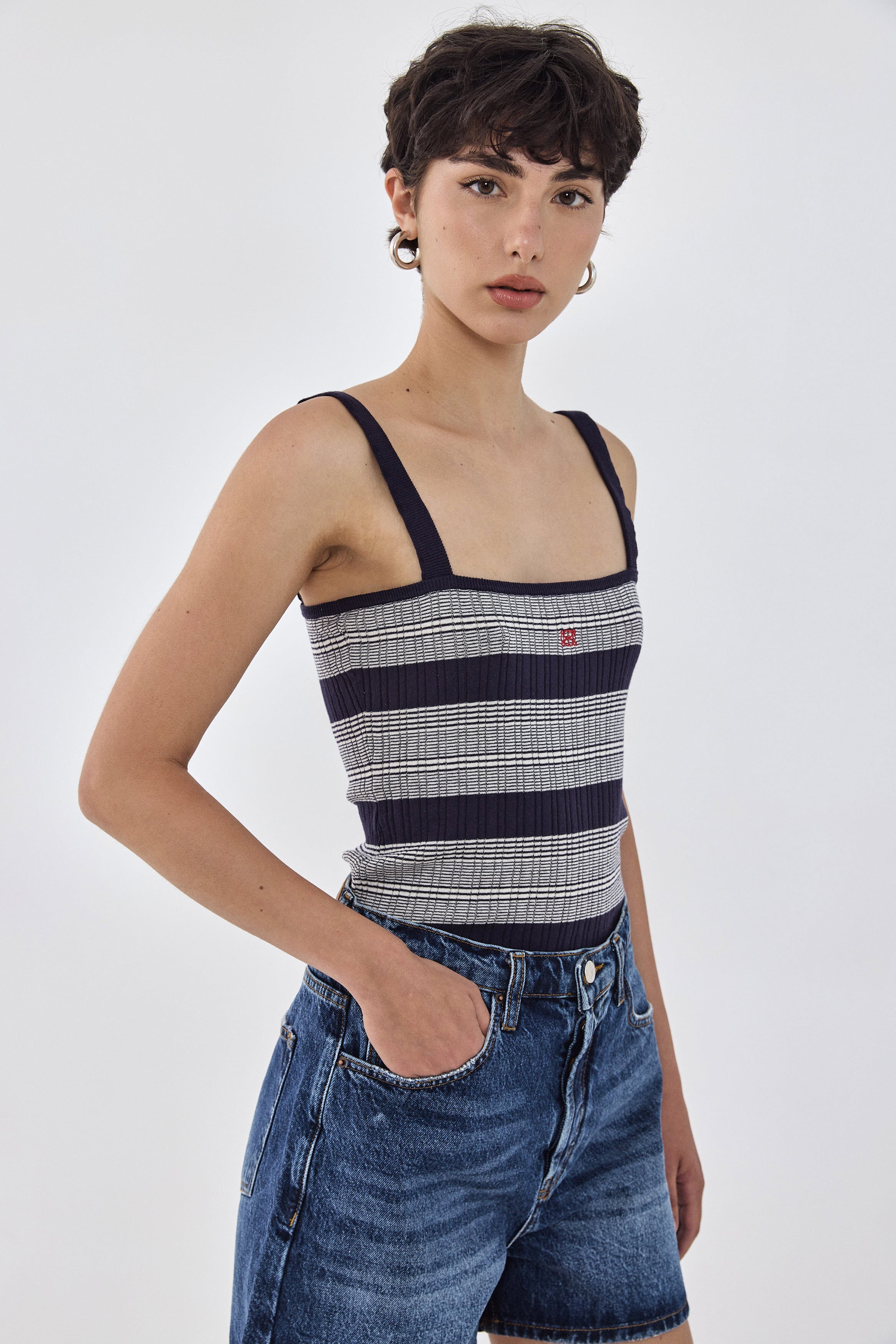 Striped Ribbed Cami Tank Top - Image 4