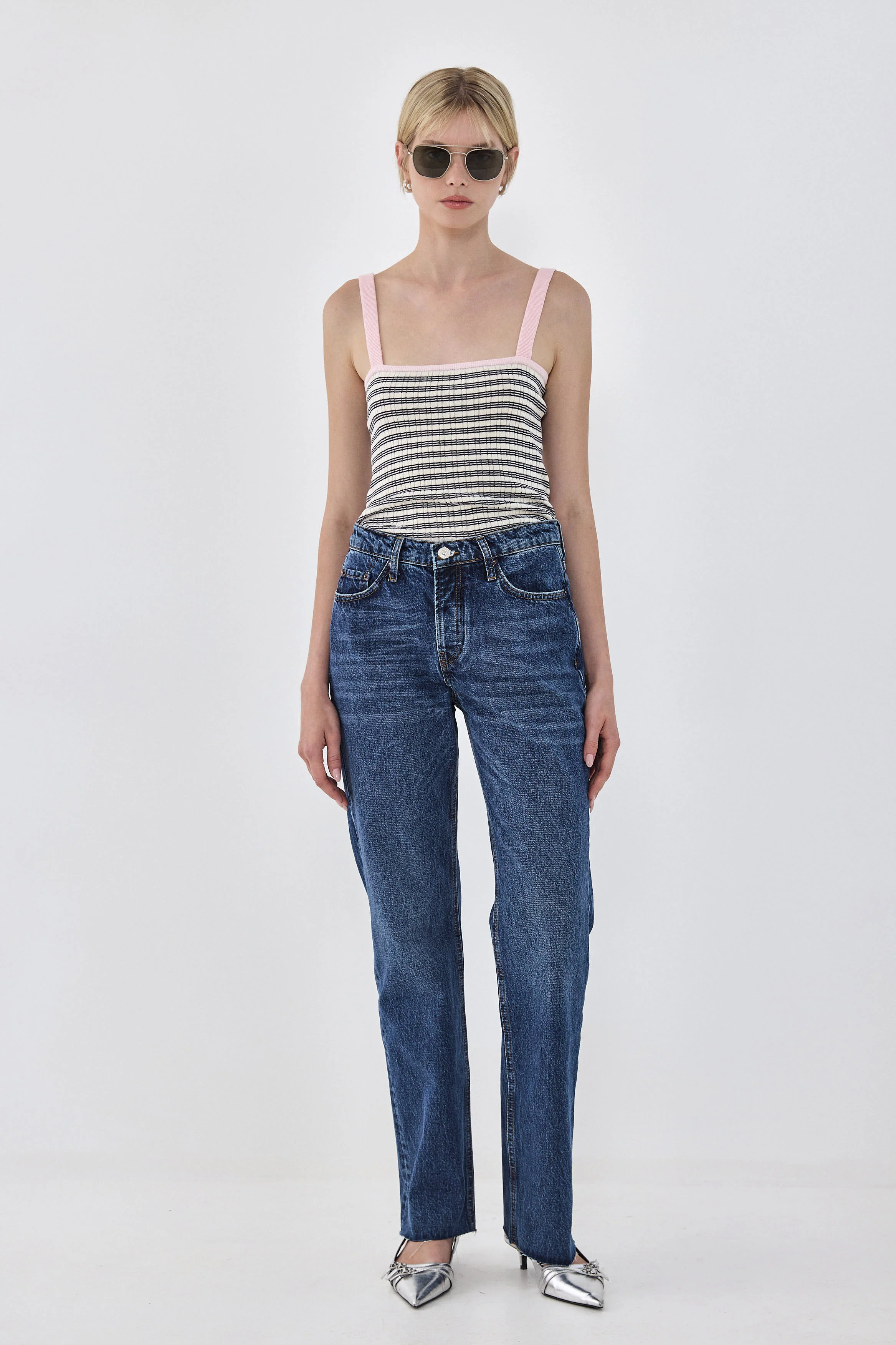 Striped Ribbed Cami Tank Top - Image 2