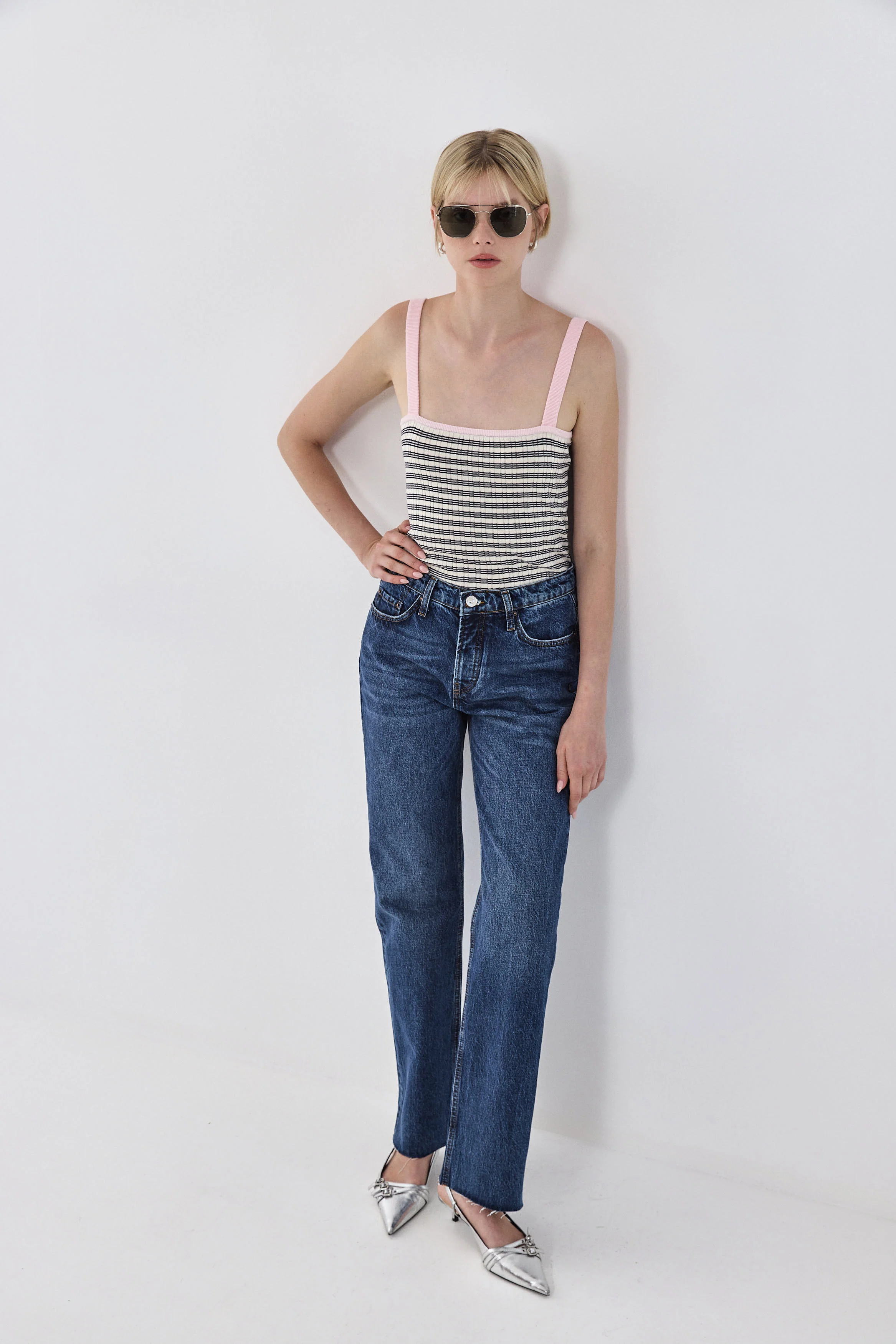 Striped Ribbed Cami Tank Top - Image 3