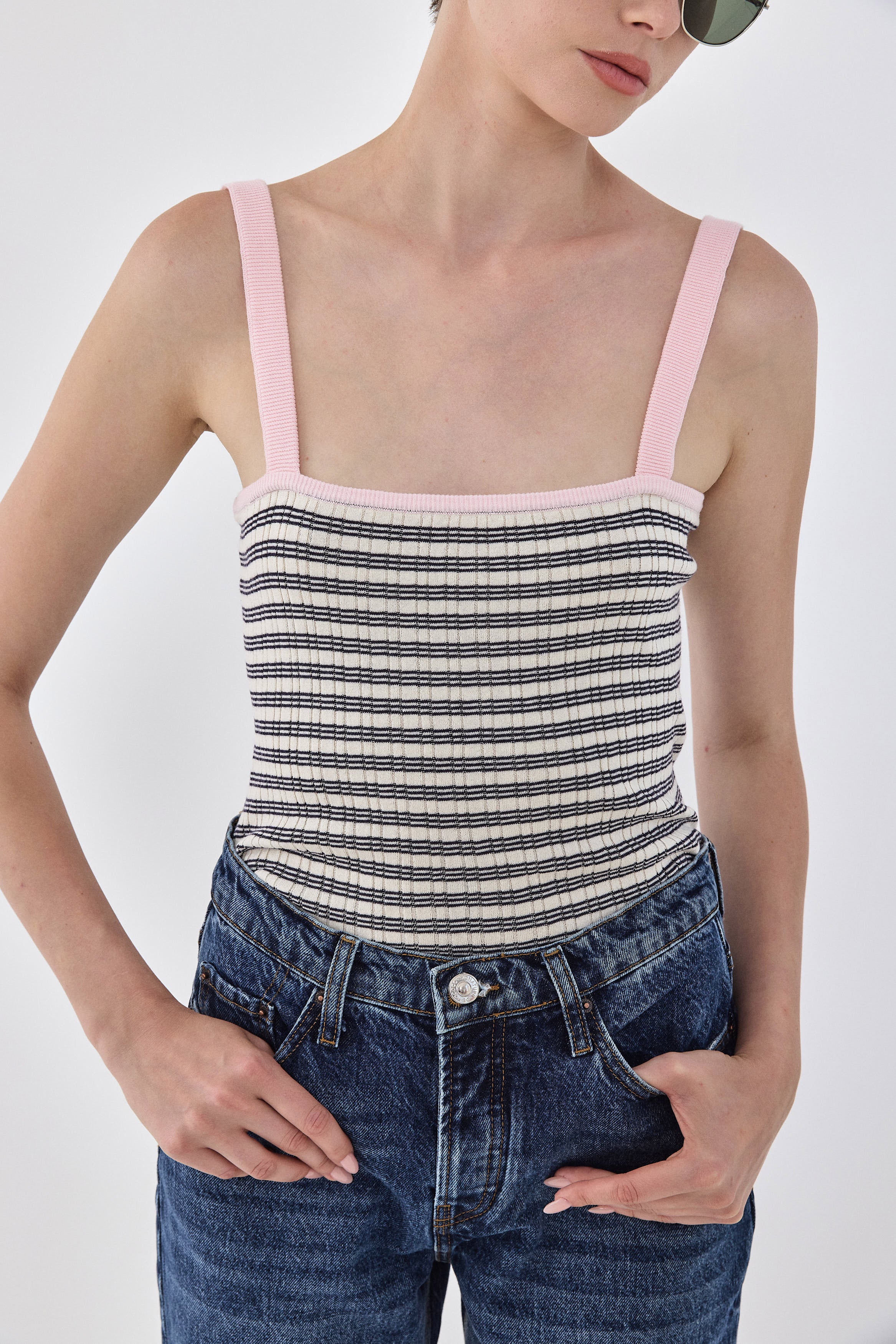 Striped Ribbed Cami Tank Top - Image 6