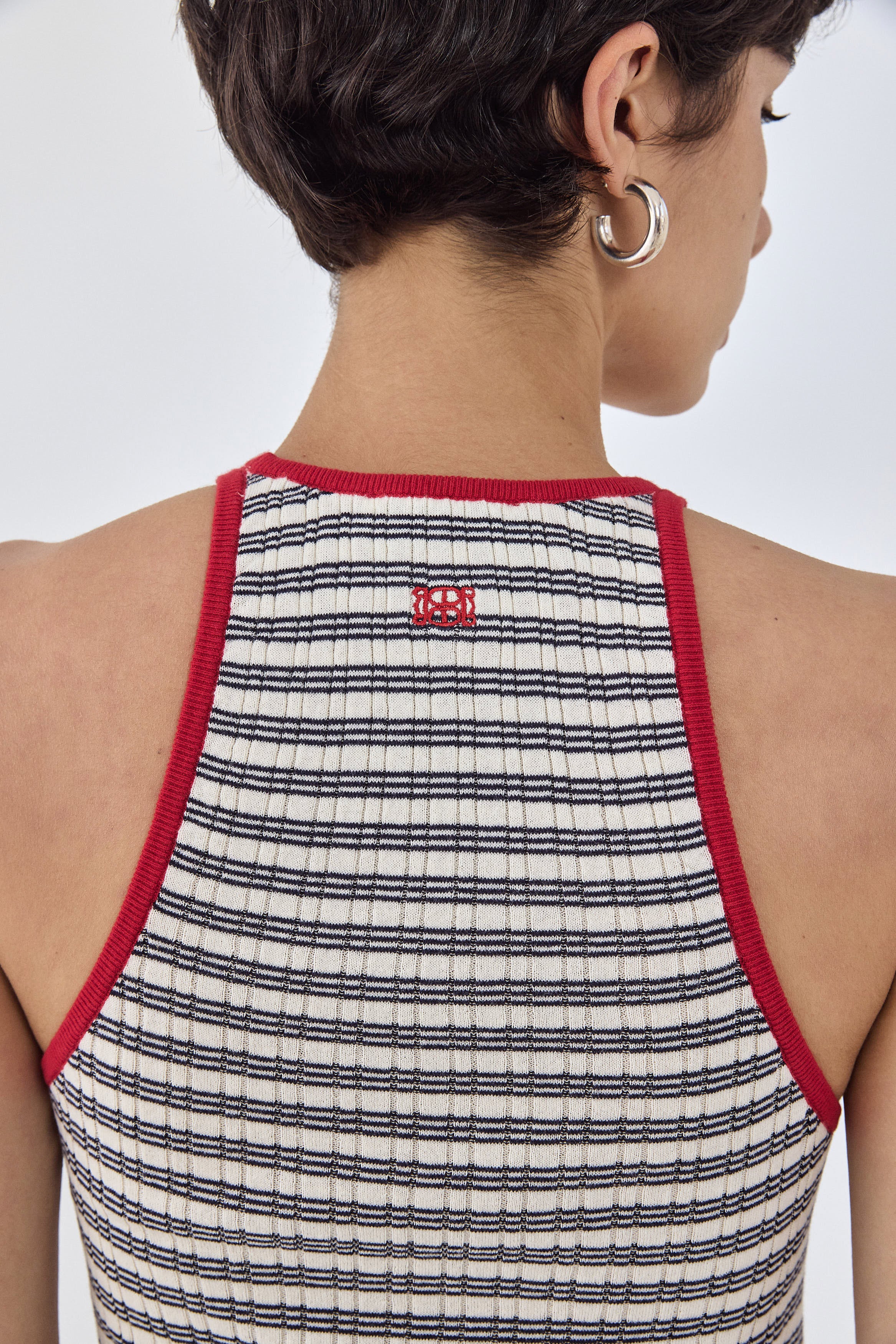 Striped Ribbed Racer Tank Top - Image 6