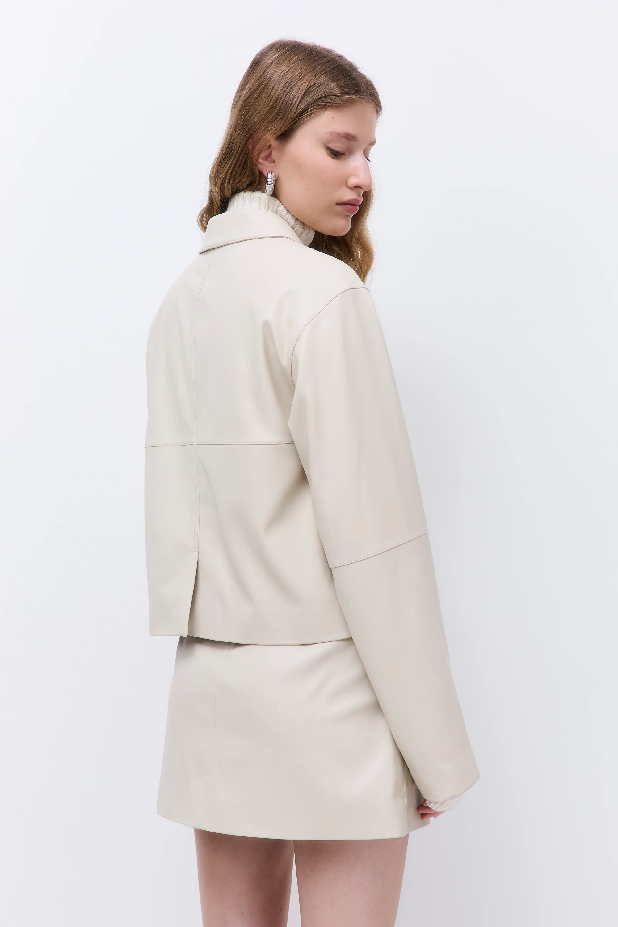 Stitch Detail Vegan Leather Jacket - Image 5