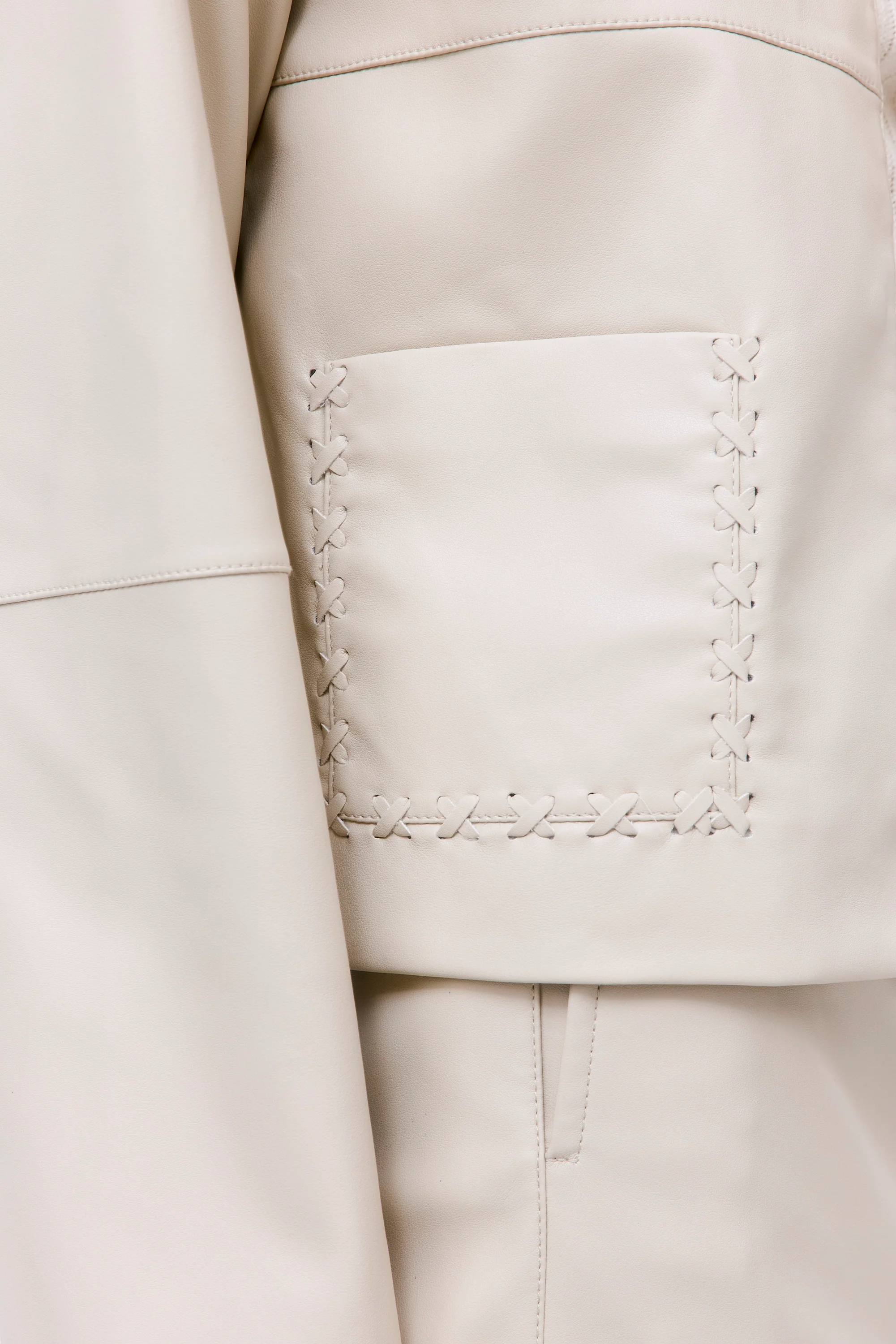 Stitch Detail Vegan Leather Jacket - Image 6