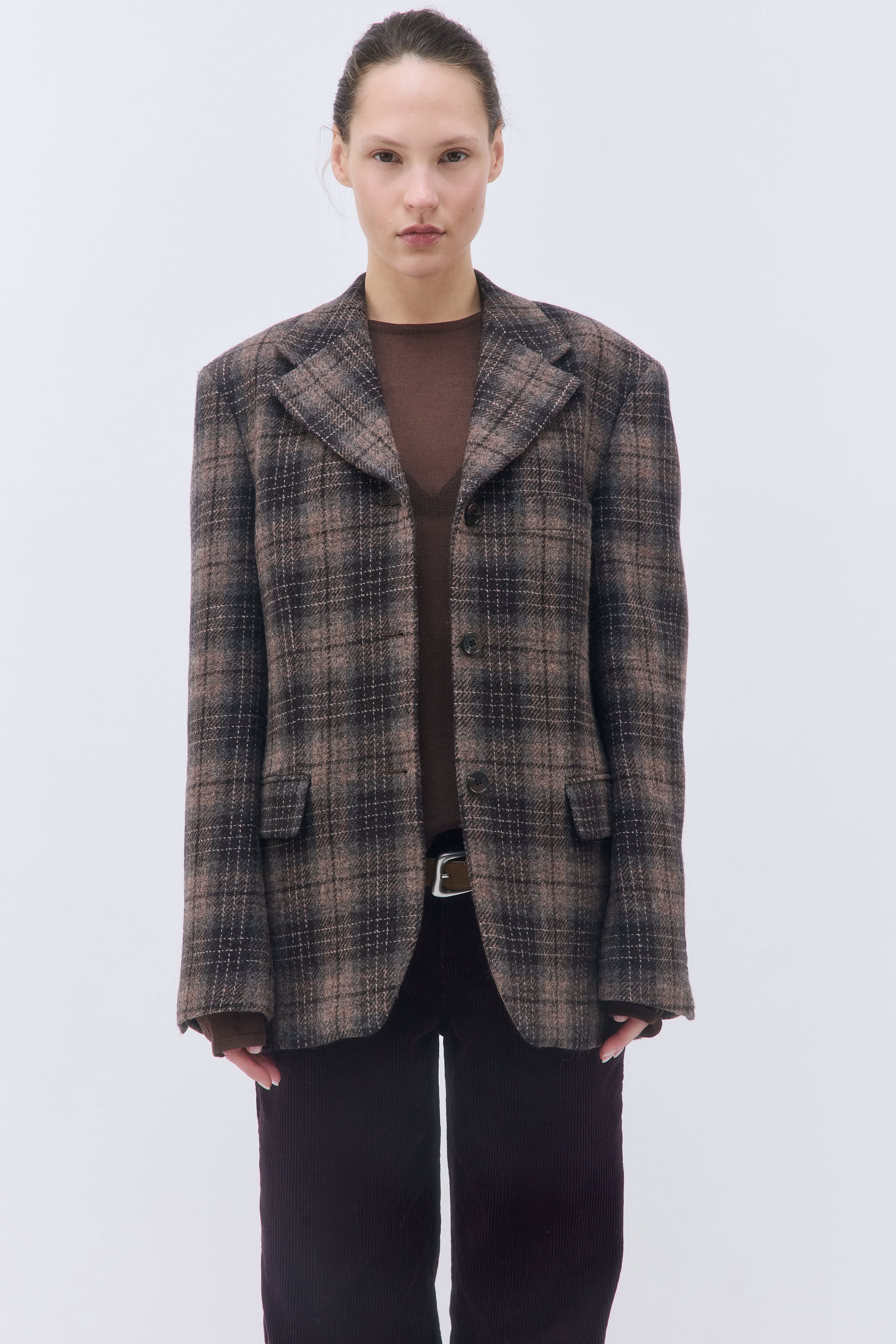 Tailored Wool Plaid Jacket - Image 2