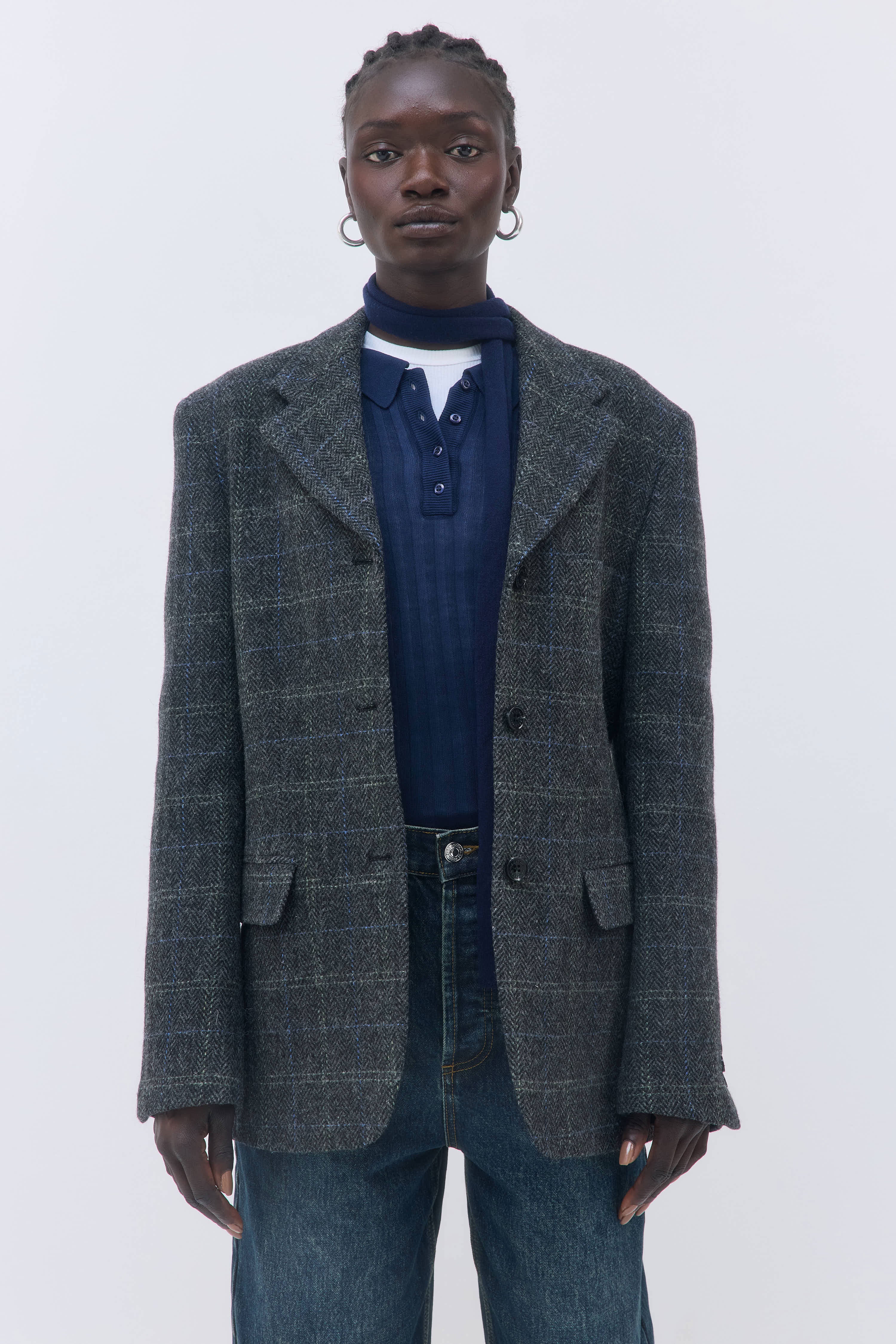 Tailored Wool Plaid Jacket - Image 3