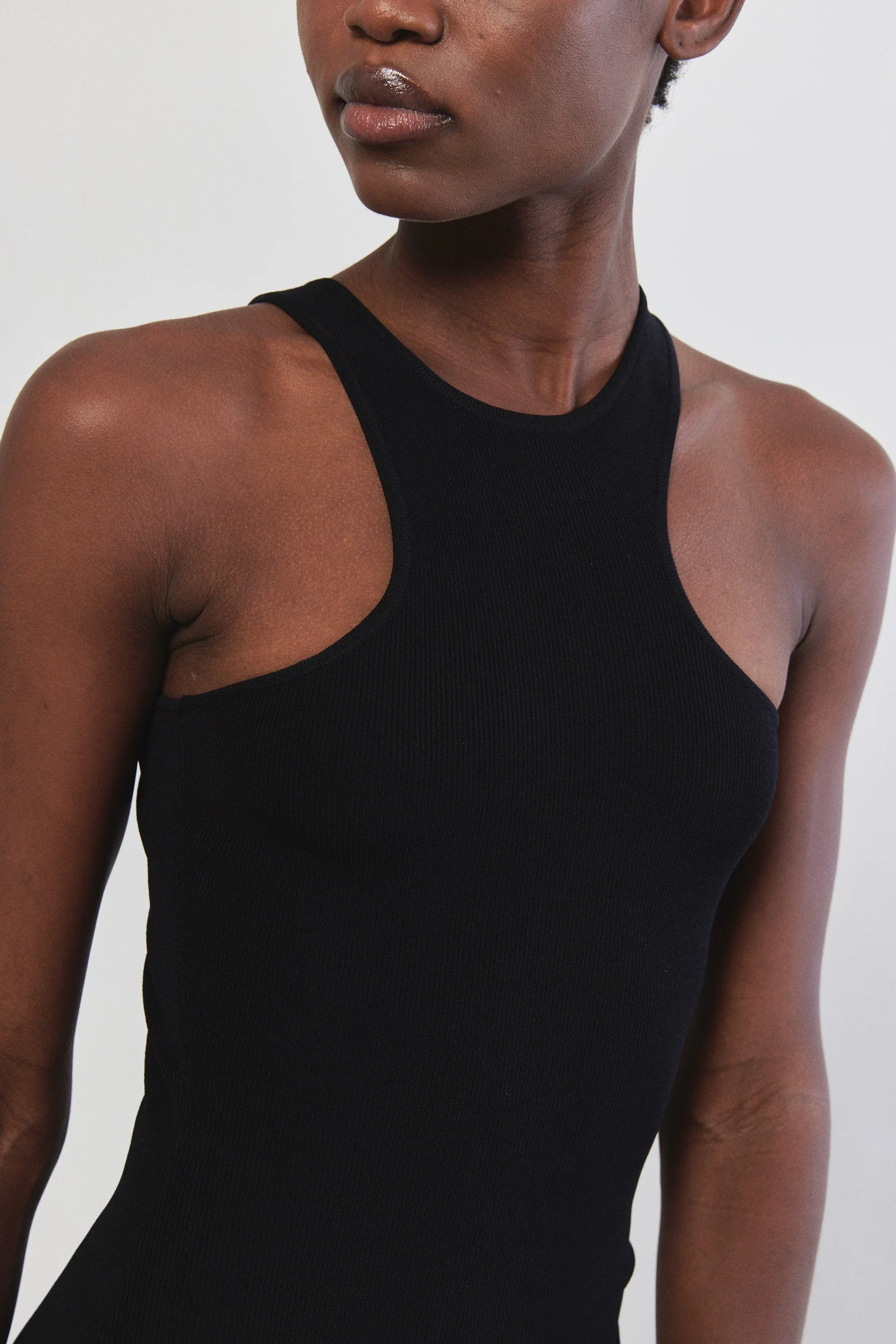 Tight Ribbed Asymmetrical Dress - Image 3