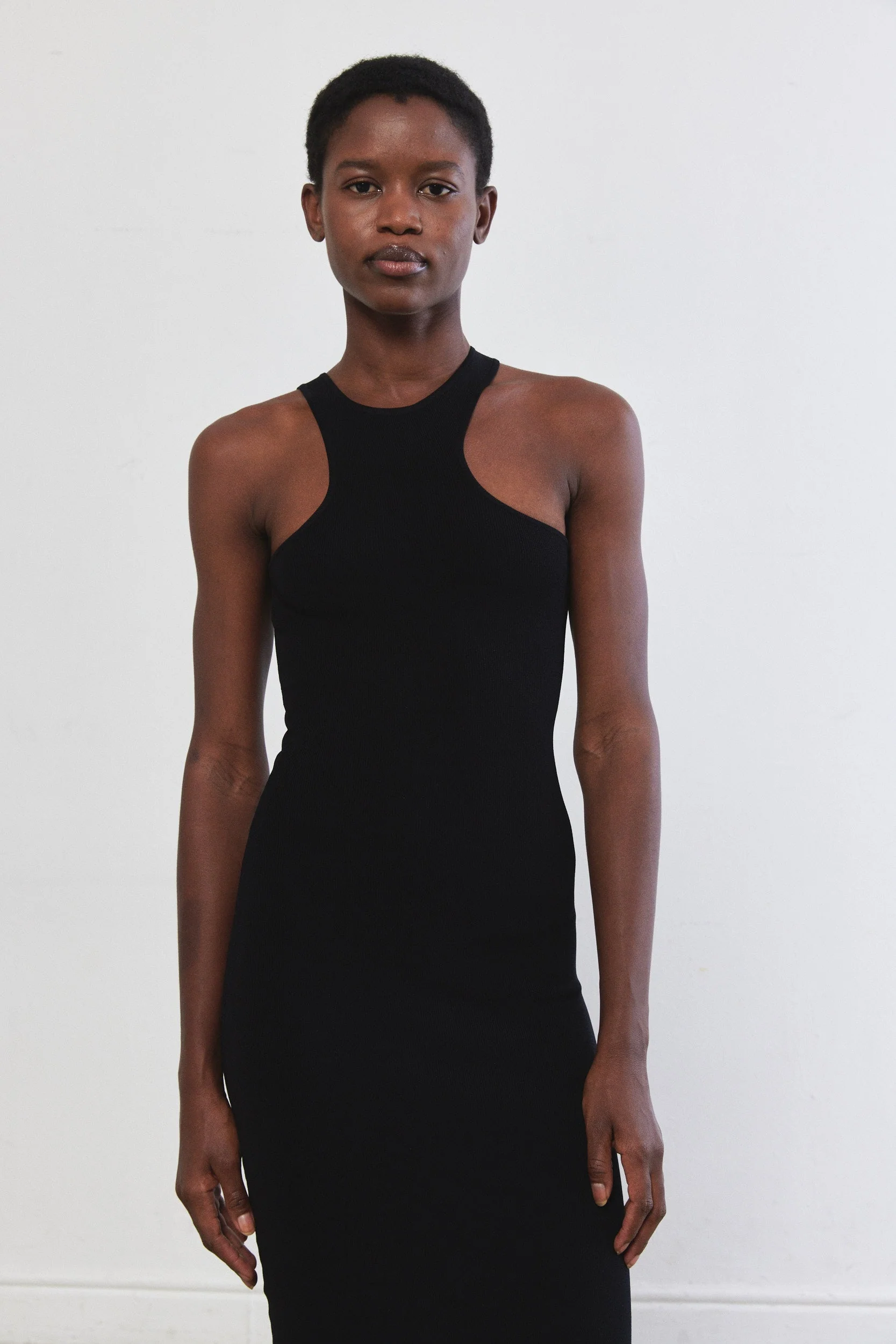 Tight Ribbed Asymmetrical Dress - Image 4