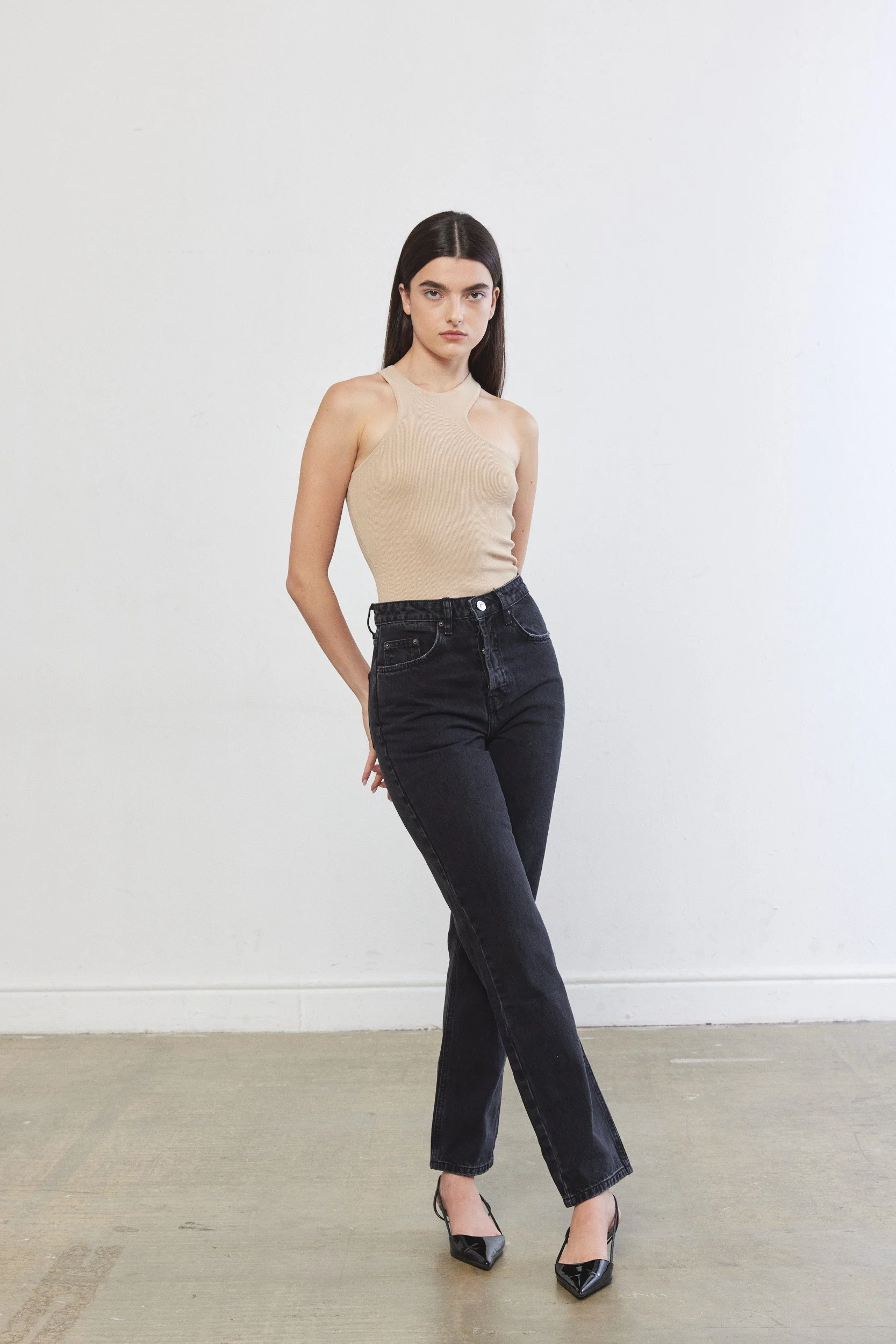 Tight Ribbed Asymmetrical Top - Image 2