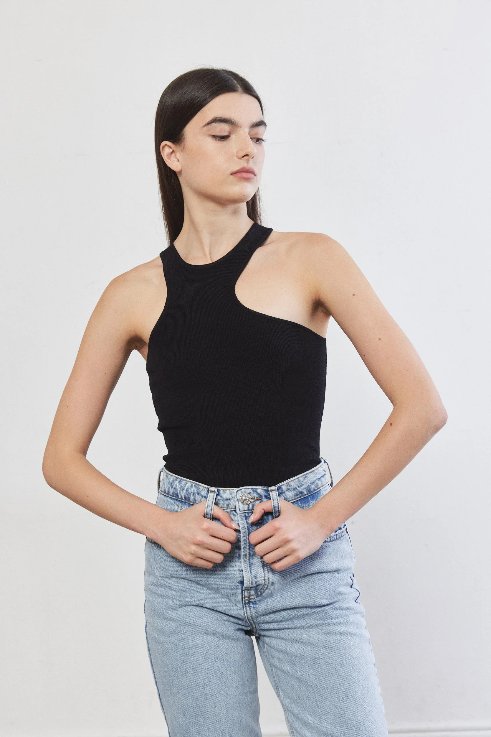 Tight Ribbed Asymmetrical Top - Image 3