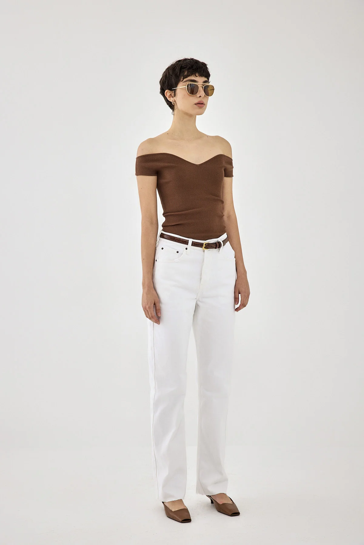 Tight Ribbed Off Shoulder Top - Image 4
