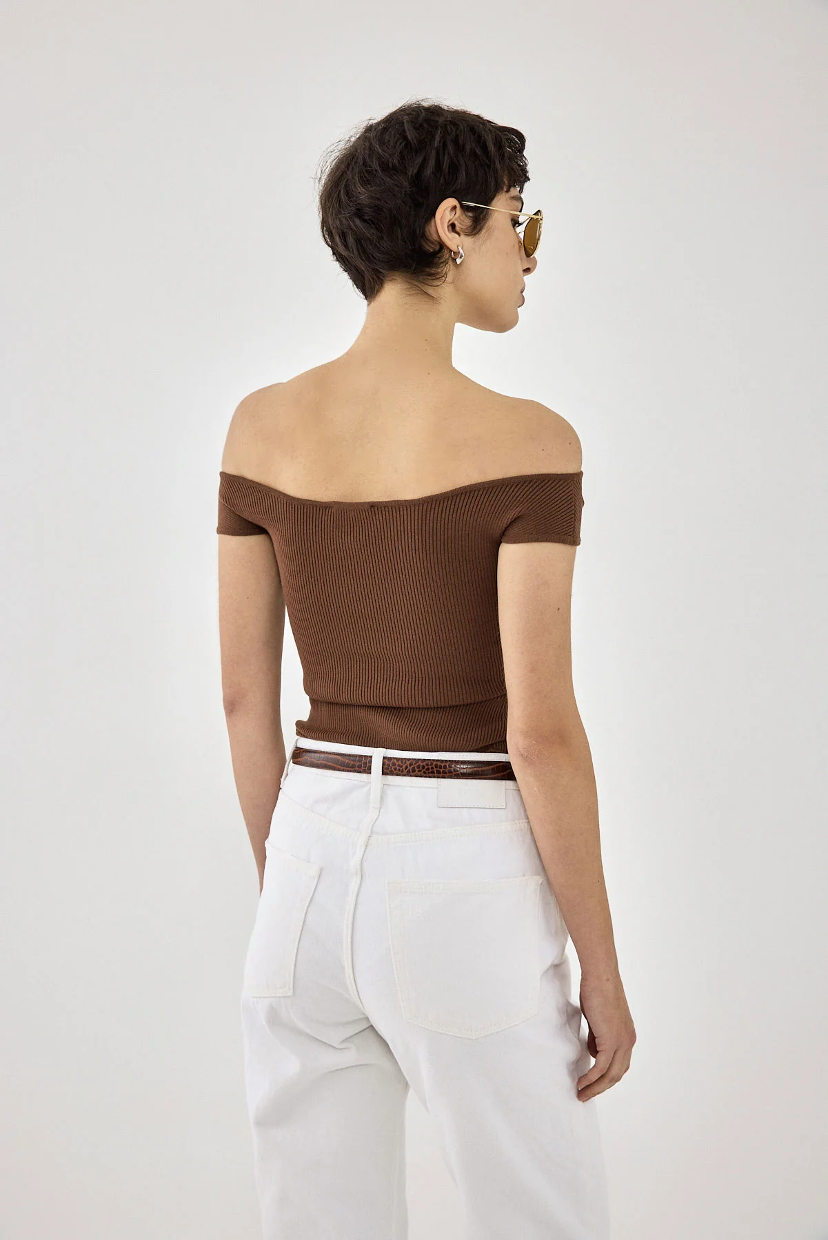 Tight Ribbed Off Shoulder Top - Image 5