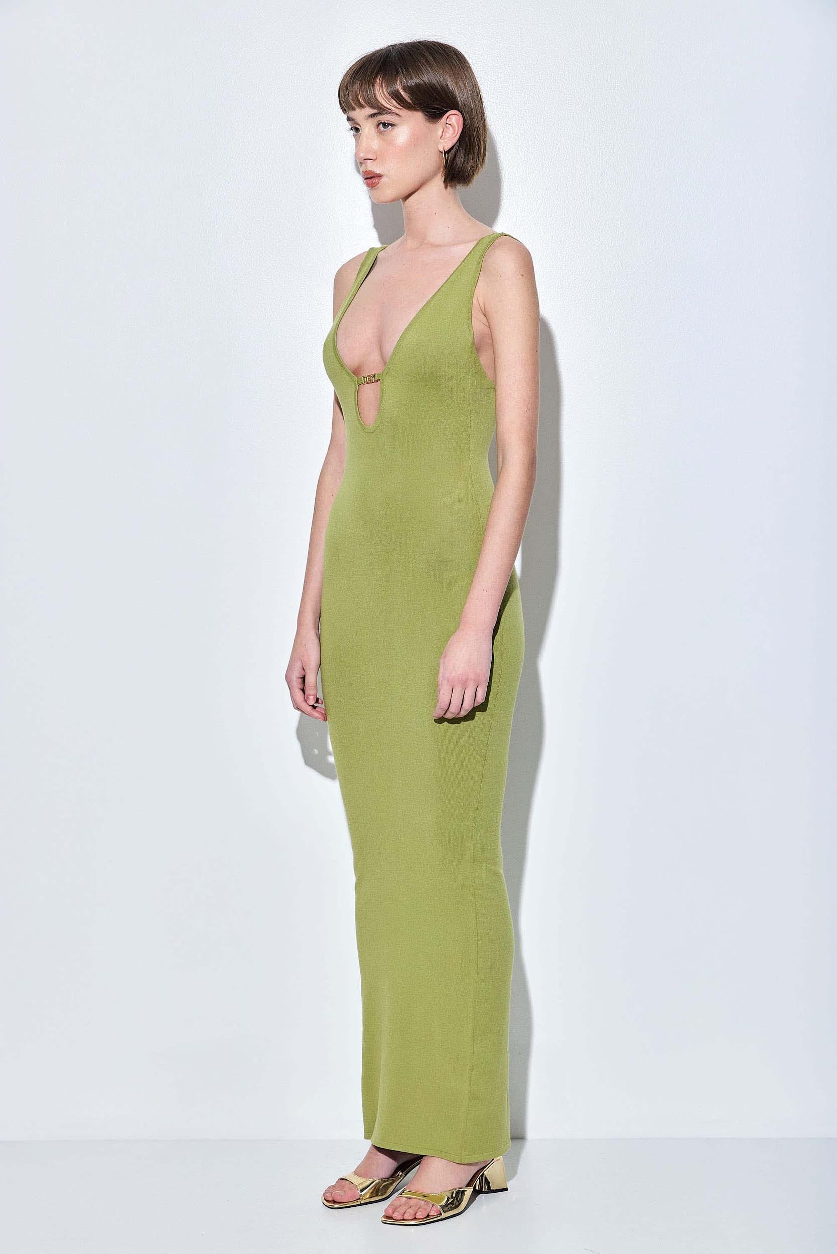 V Neck Buckle Maxi Dress - Image 3