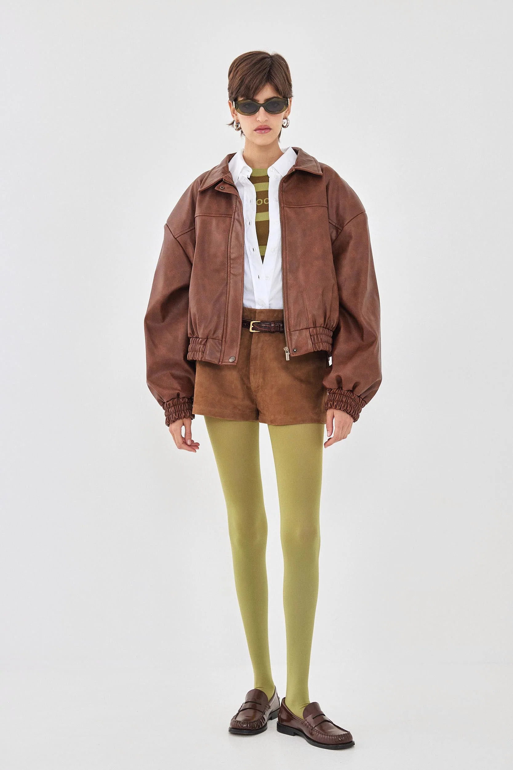Vegan Leather Bomber Jacket - Image 2