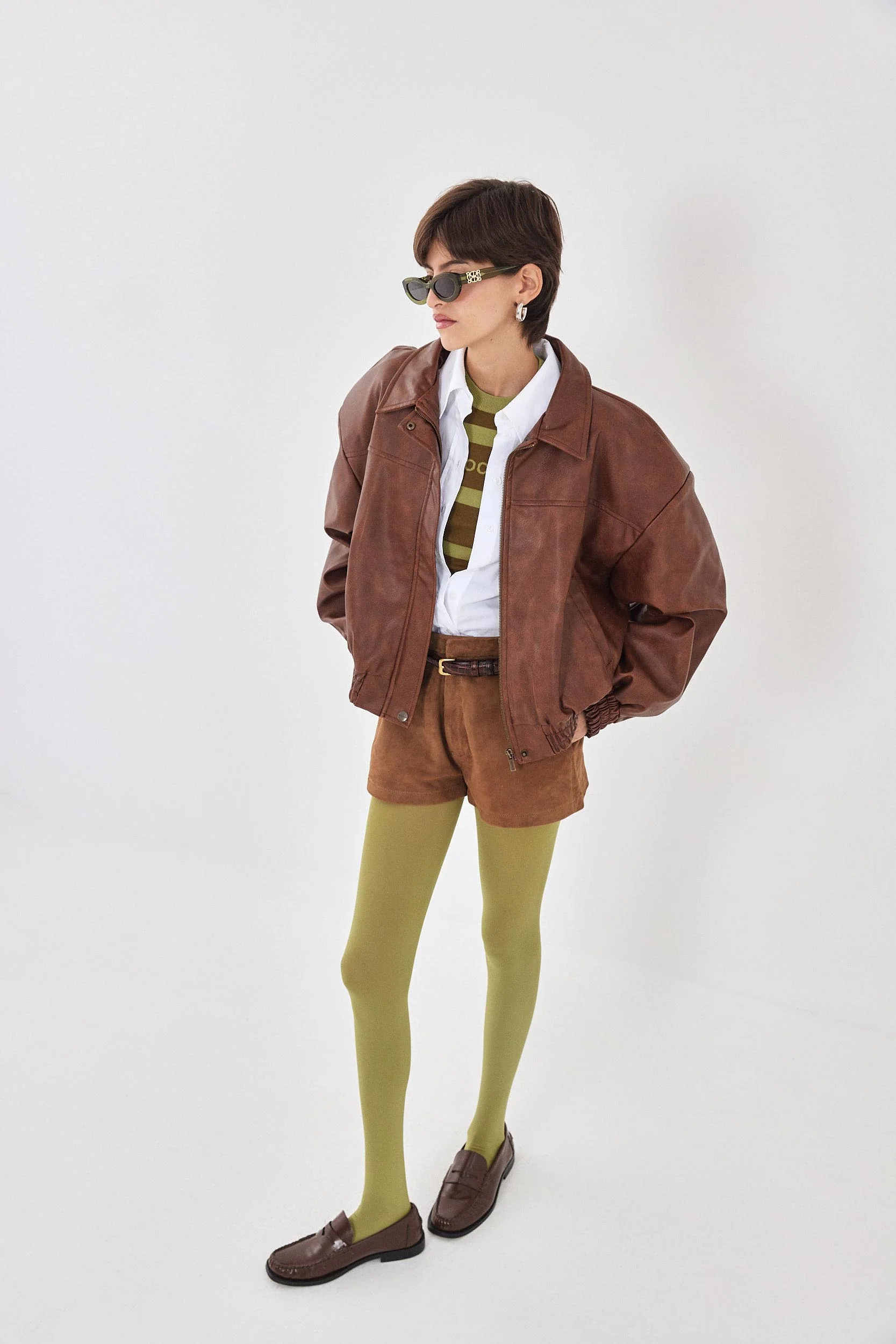 Vegan Leather Bomber Jacket - Image 3