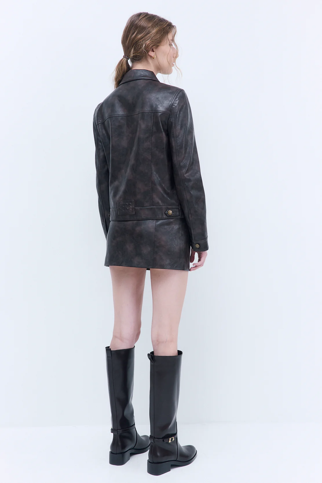 Vegan Leather Denim Fit Jacket - Image 5