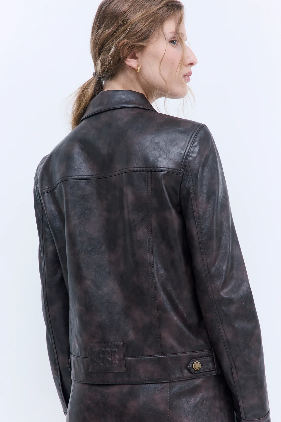 Vegan Leather Denim Fit Jacket - Image 6