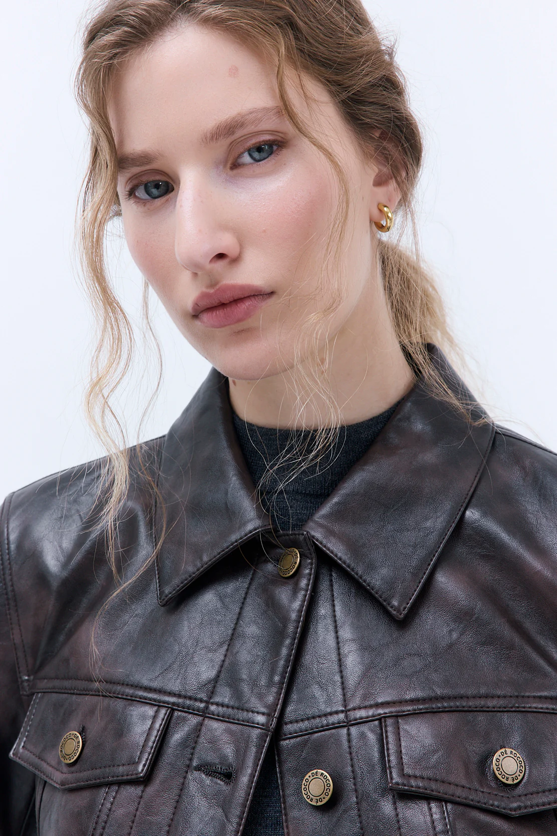 Vegan Leather Denim Fit Jacket - Image 7