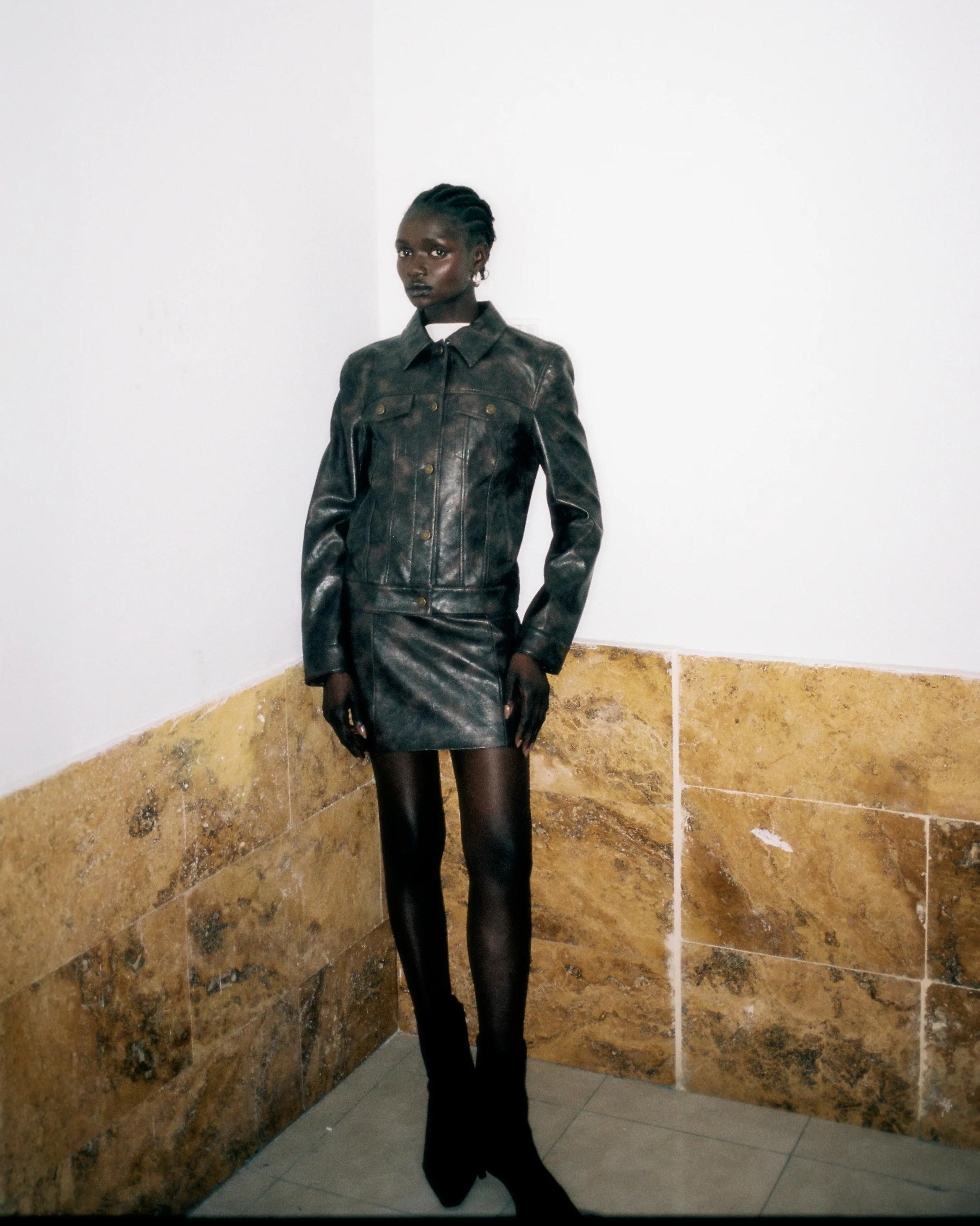 Vegan Leather Denim Fit Jacket - Image 8