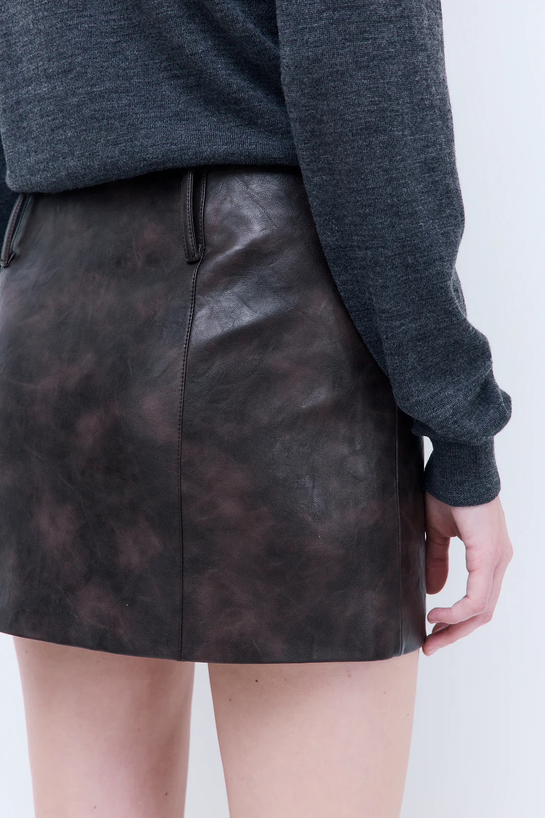 Fitted Vegan Leather Mini Skirt - Image 6