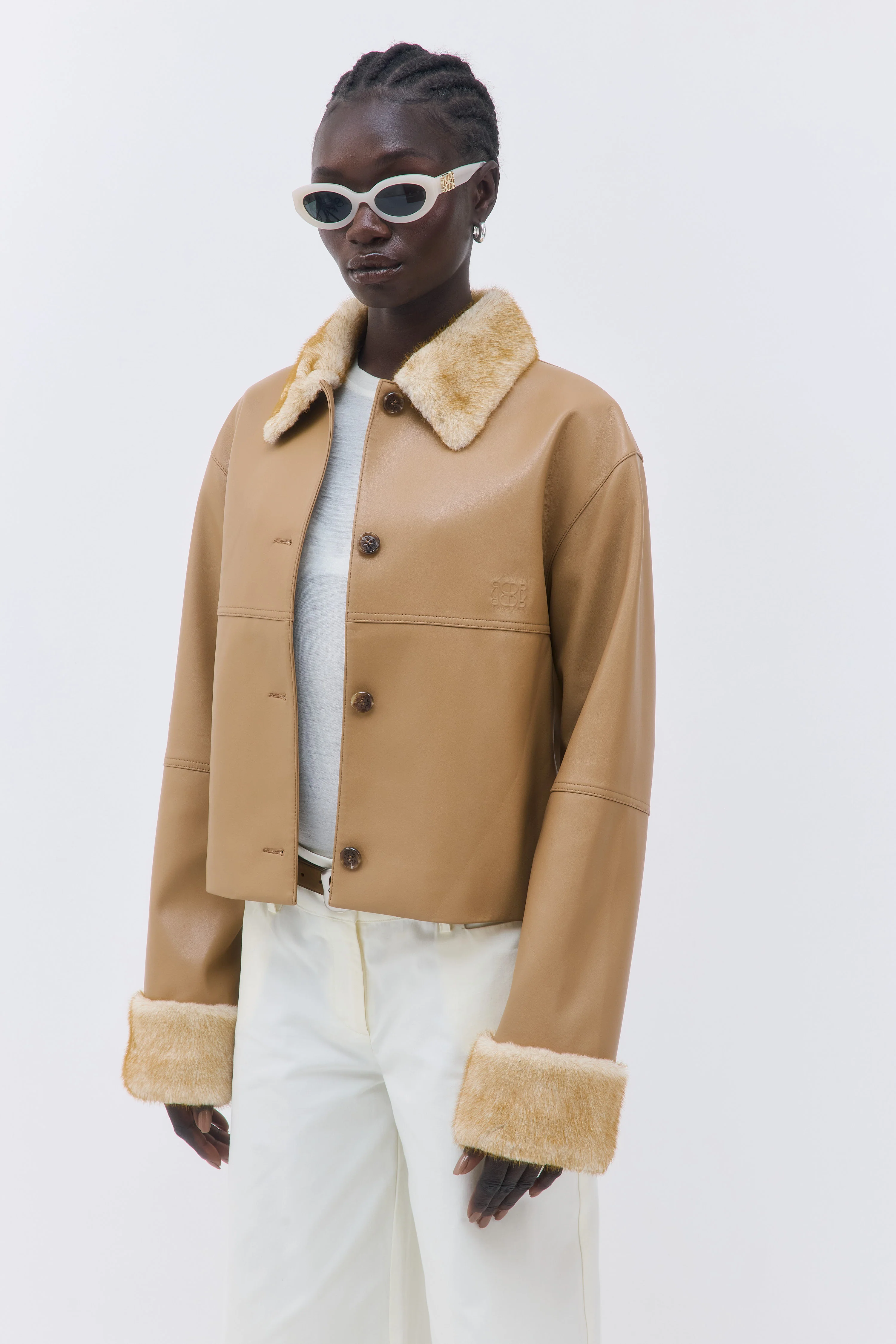 Vegan Leather Faux Fur Jacket - Image 4