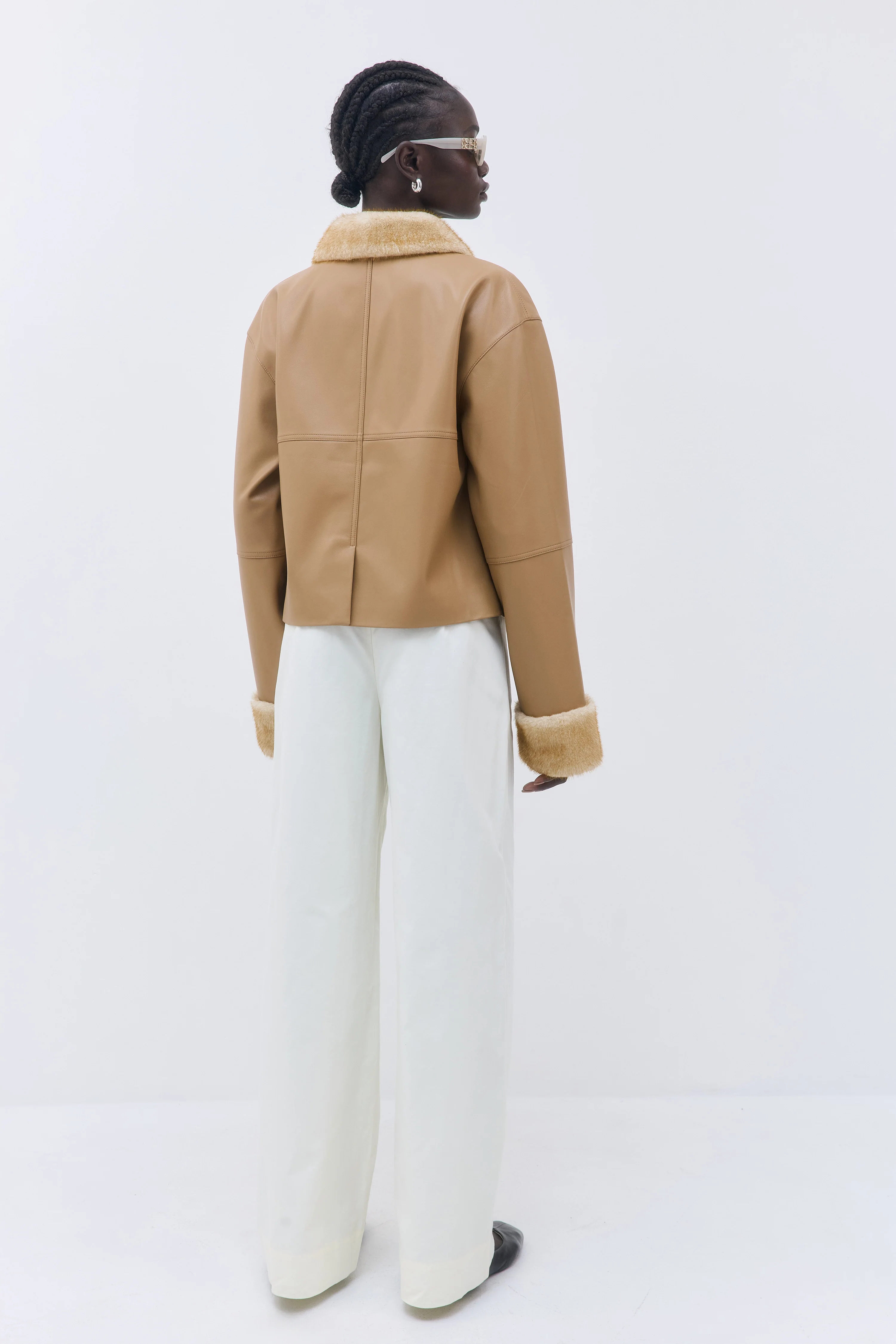 Vegan Leather Faux Fur Jacket - Image 5