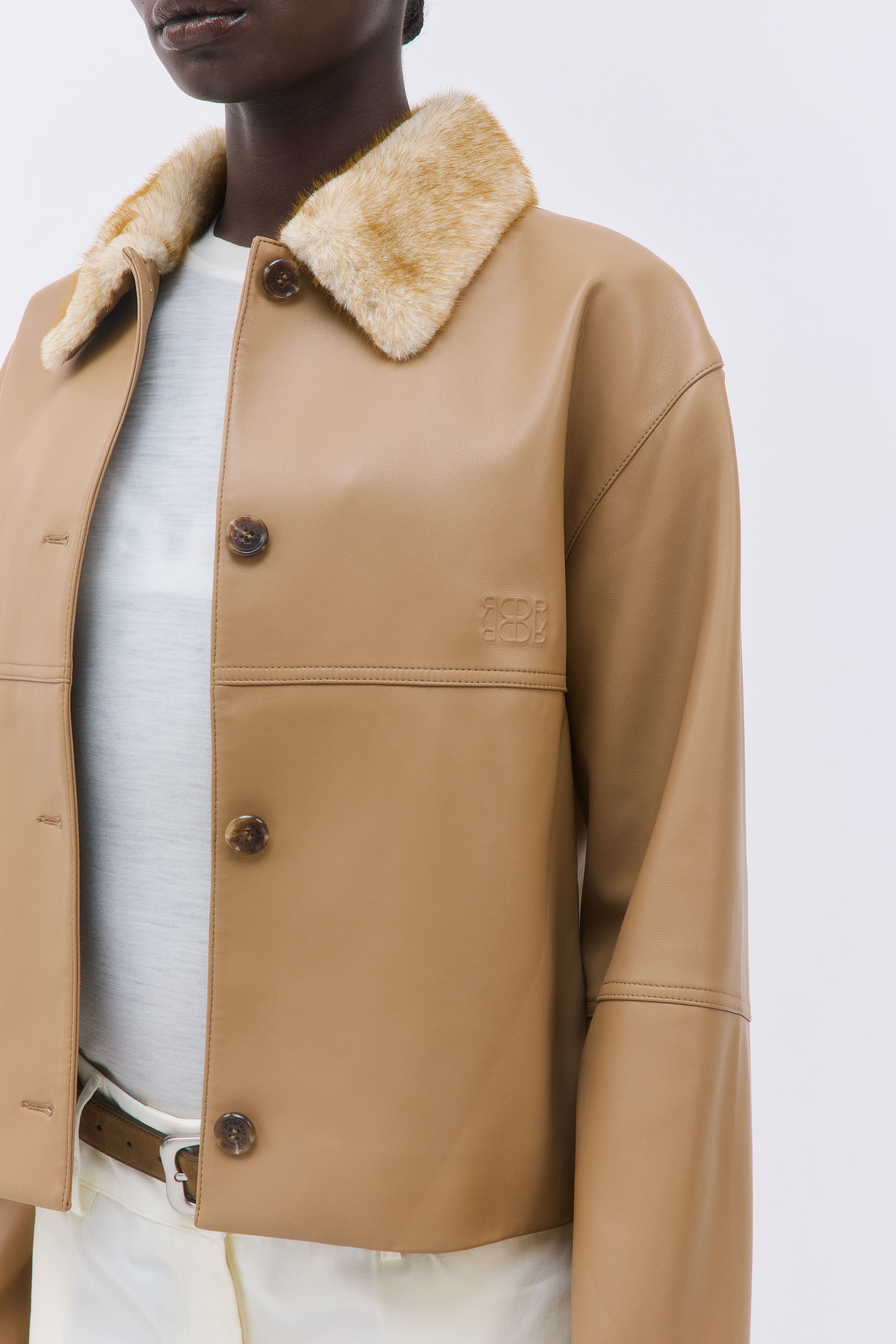 Vegan Leather Faux Fur Jacket - Image 7