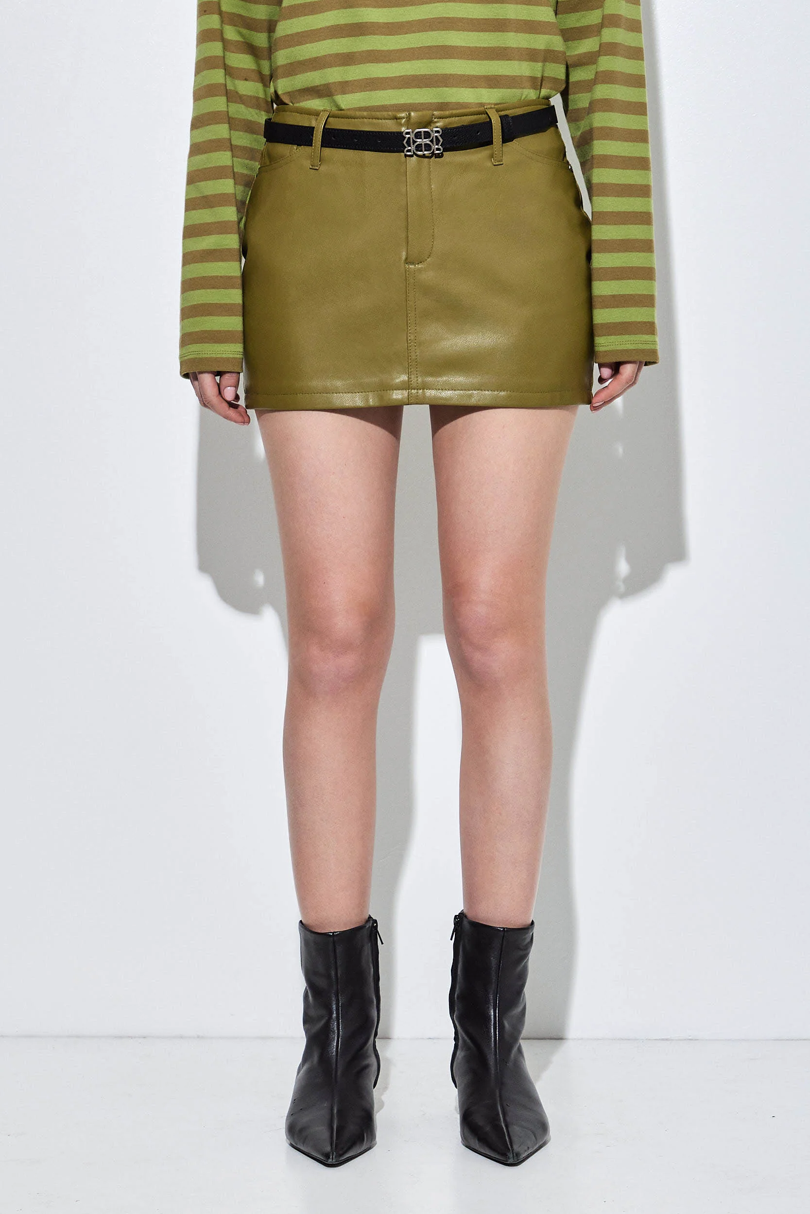 Vegan Leather Mini Skirt - Image 2