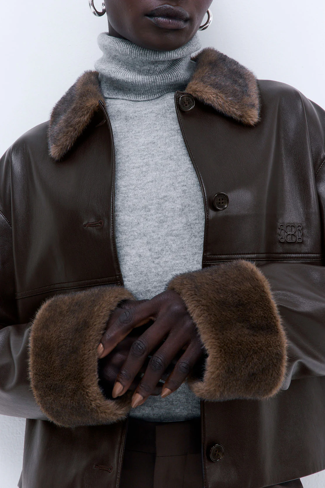 Vegan Leather Faux Fur Jacket - Image 10