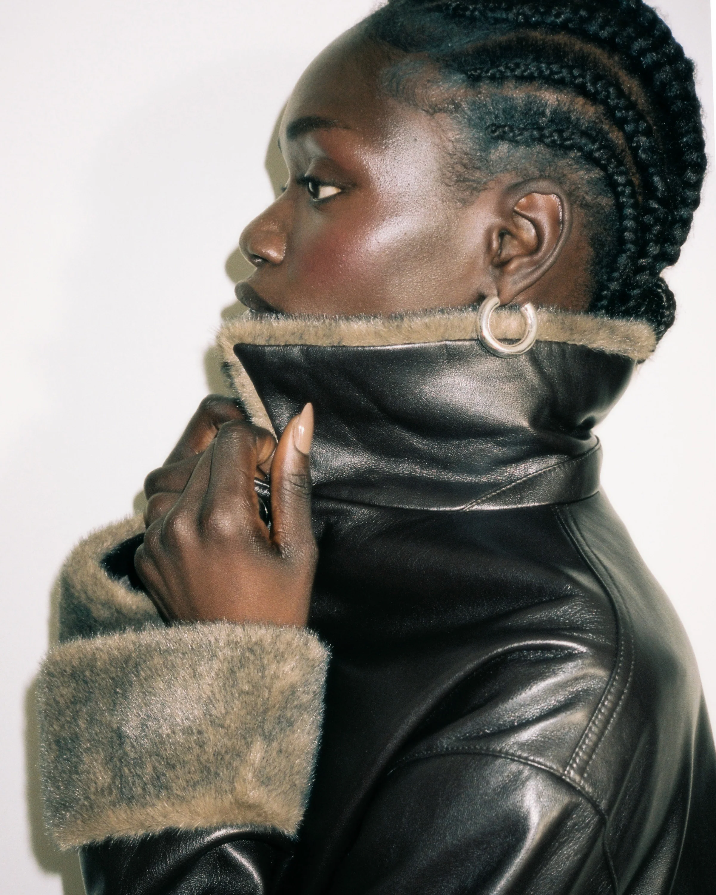 Vegan Leather Faux Fur Jacket - Image 3