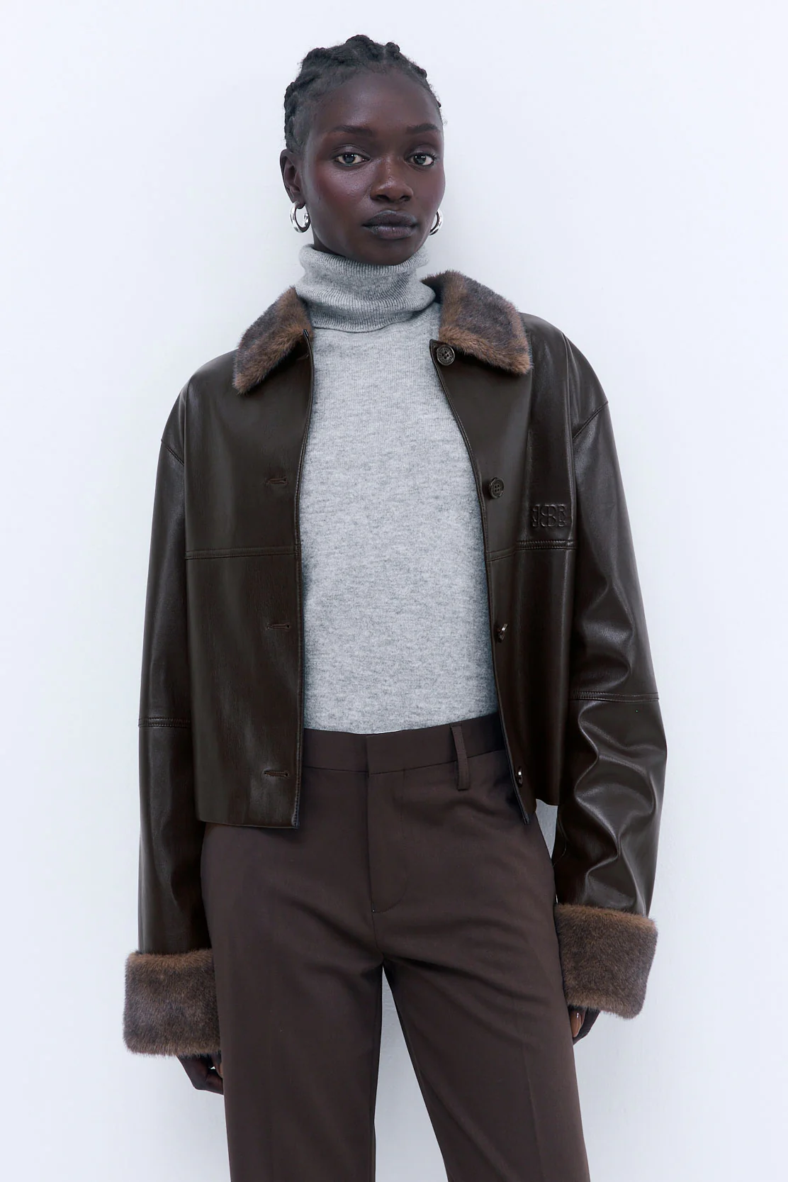 Vegan Leather Faux Fur Jacket - Image 4