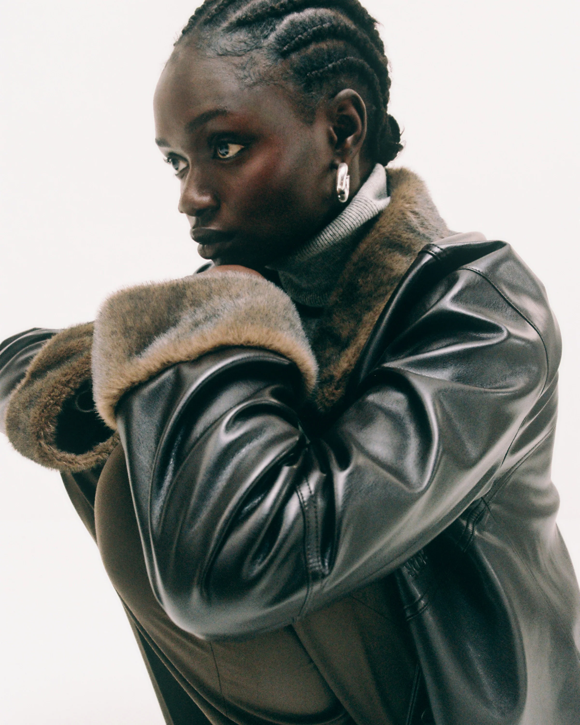 Vegan Leather Faux Fur Jacket - Image 5