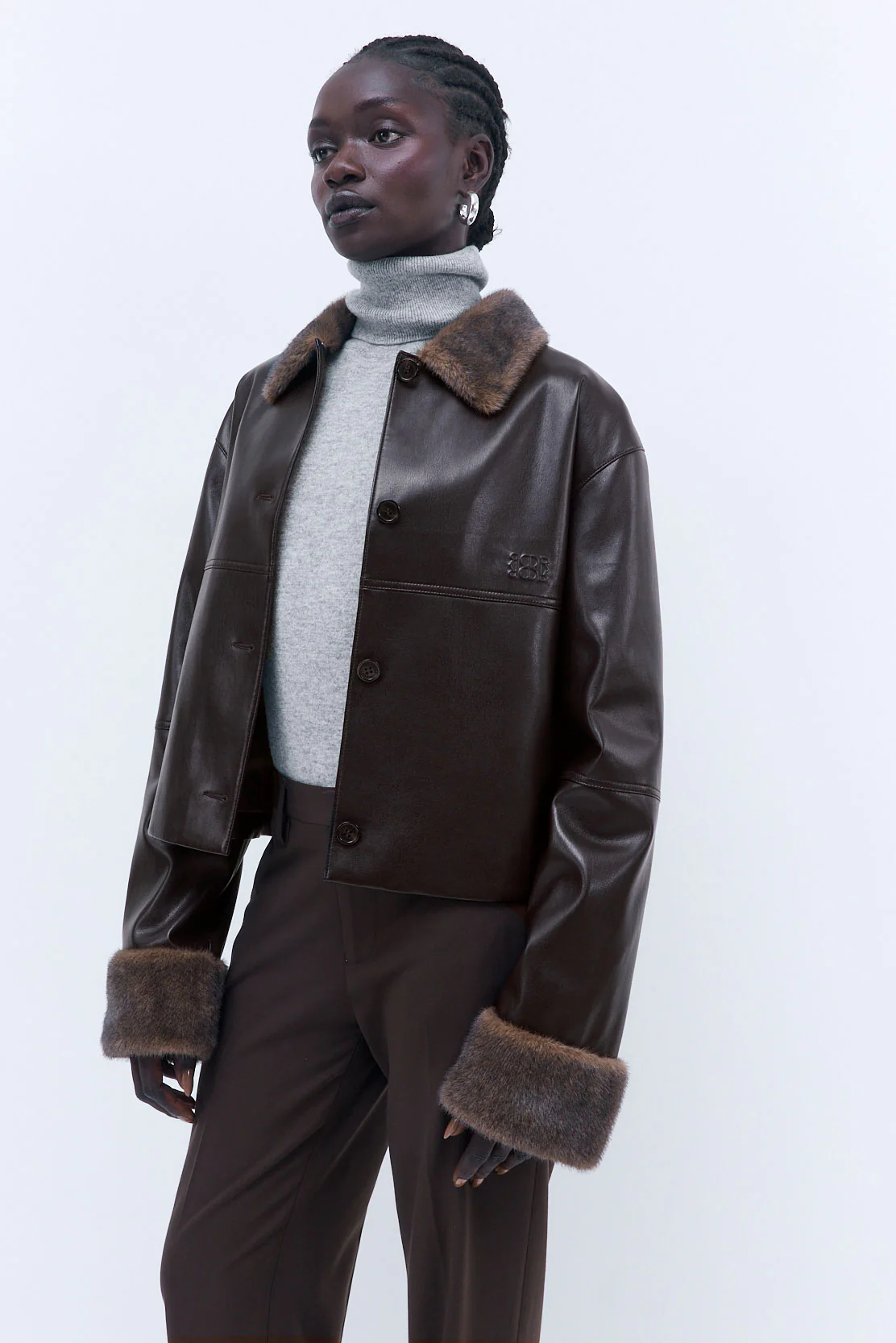 Vegan Leather Faux Fur Jacket - Image 6